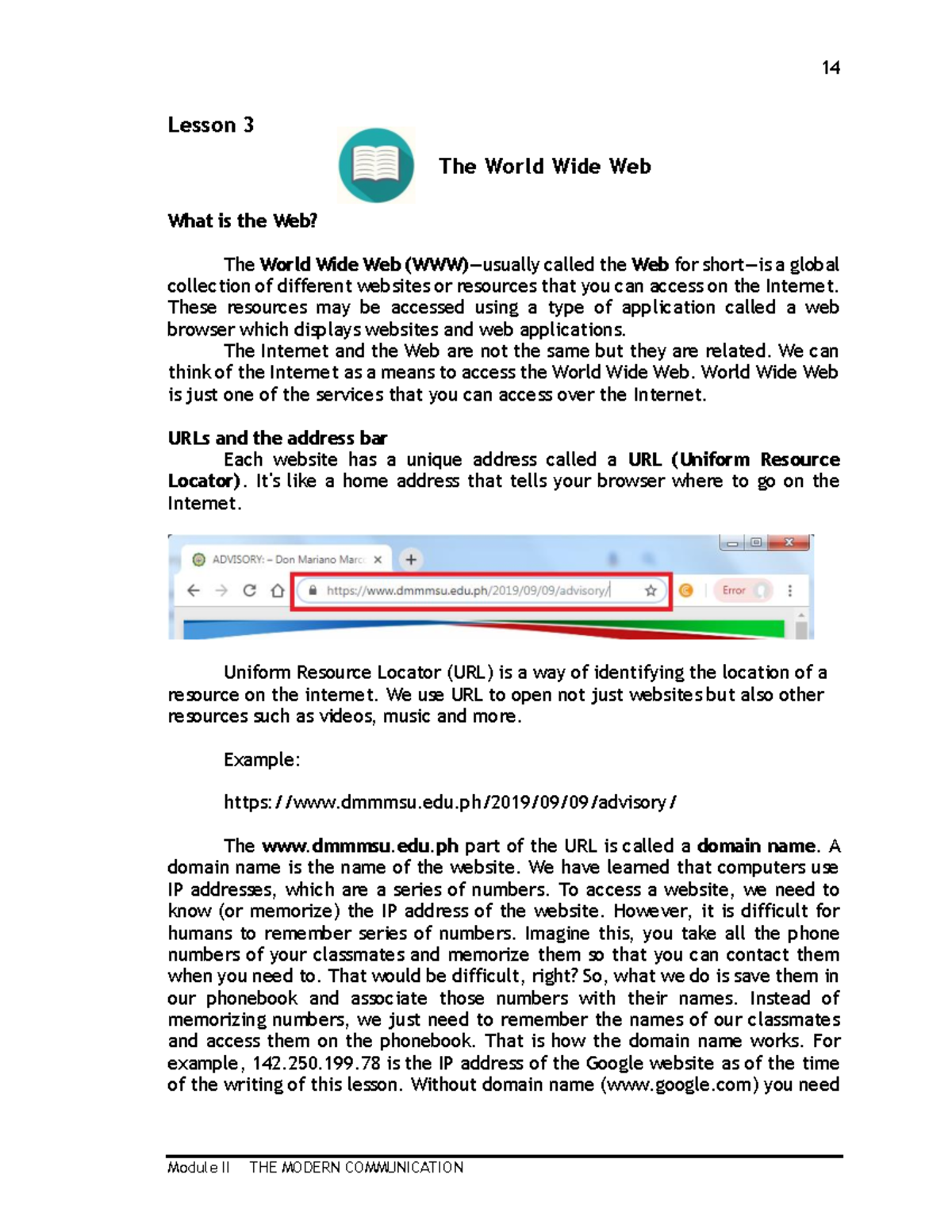 Module 2 Lesson 3 - Lesson 3 What Is The Web? The World Wide Web (WWW ...