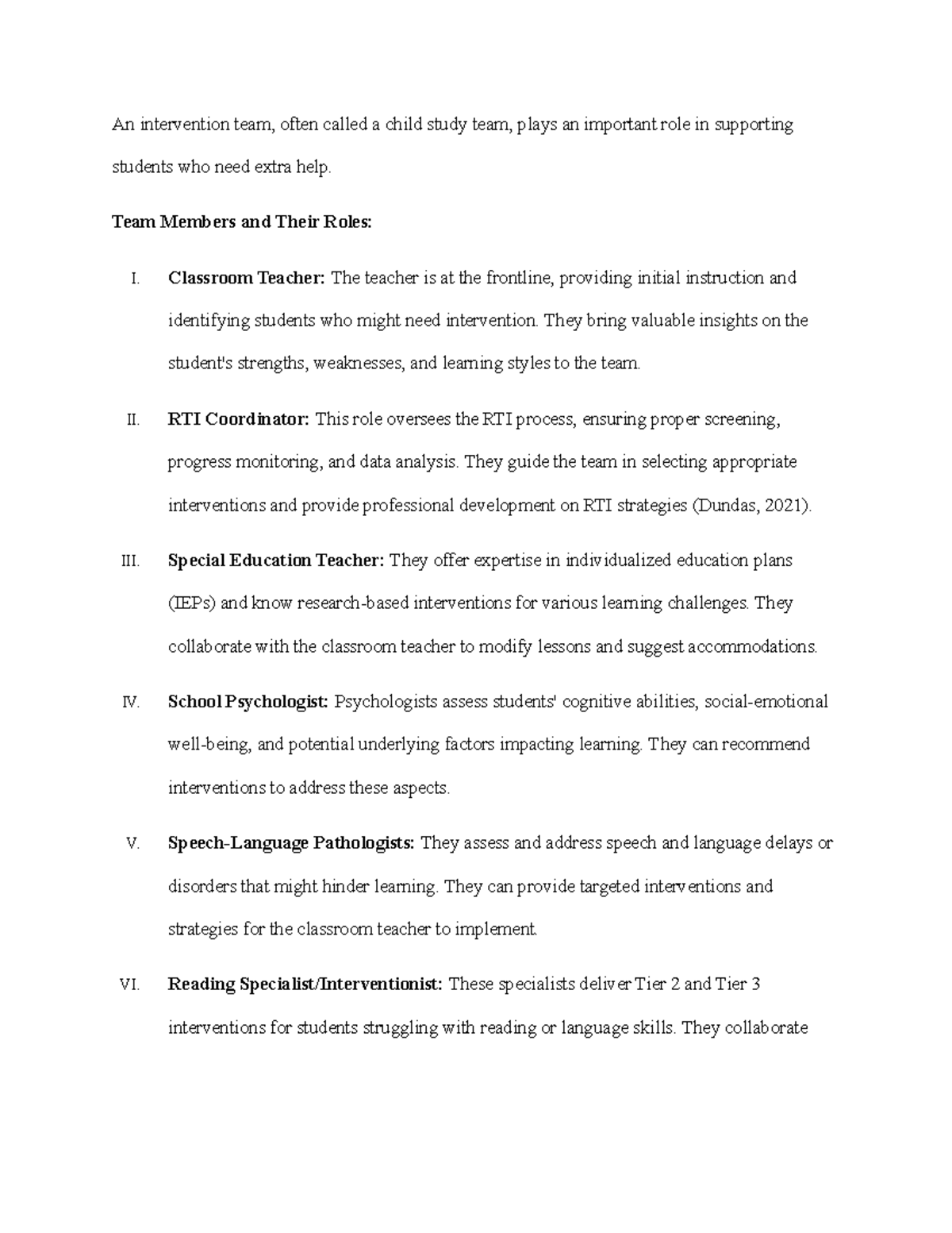 Topic 3 DQ2 - WEEk 3-2 - An intervention team, often called a child ...