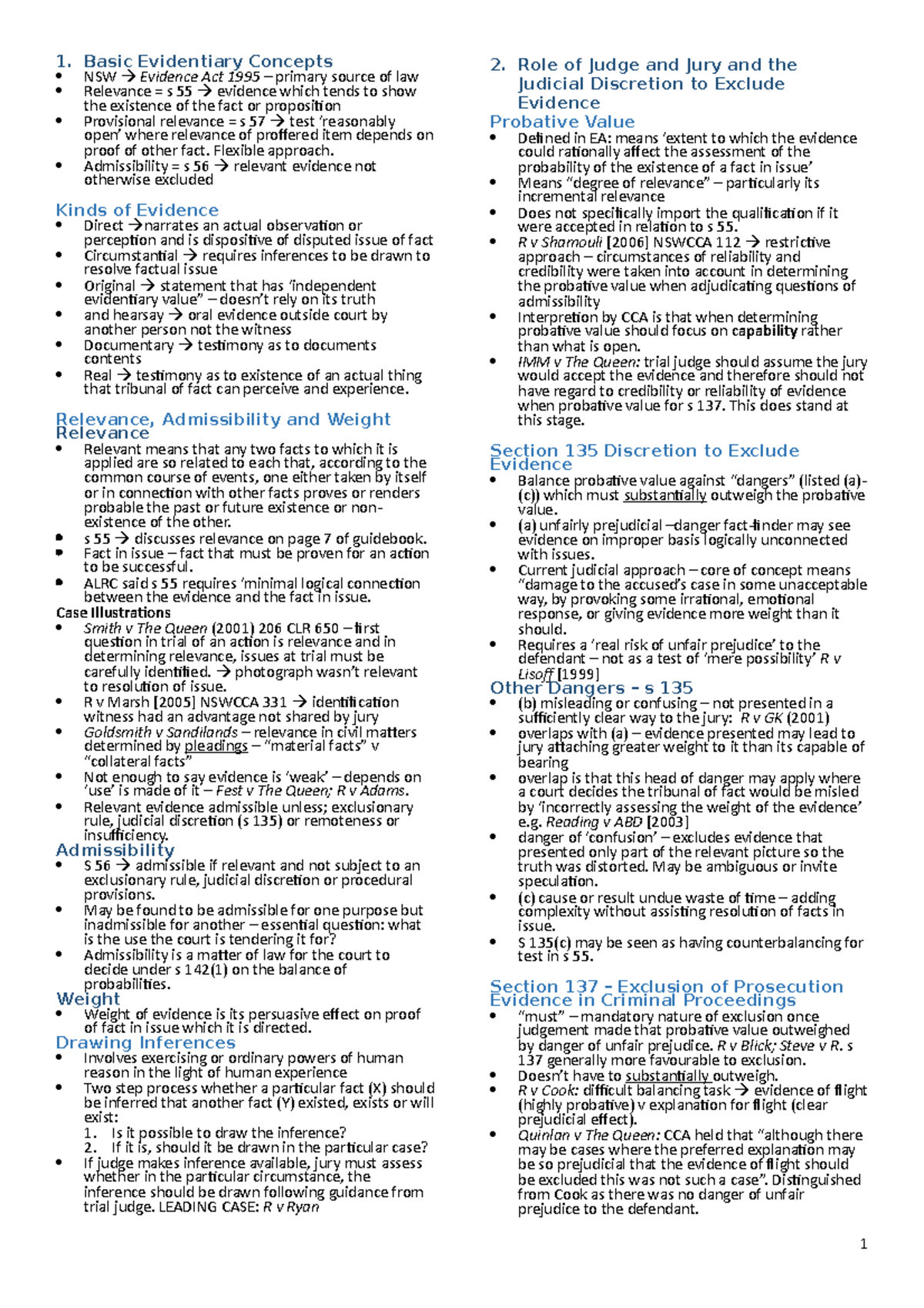 Evidence Summary 1-6 - Summaries of weeks 1-6 John Anderson - 1. Basic ...