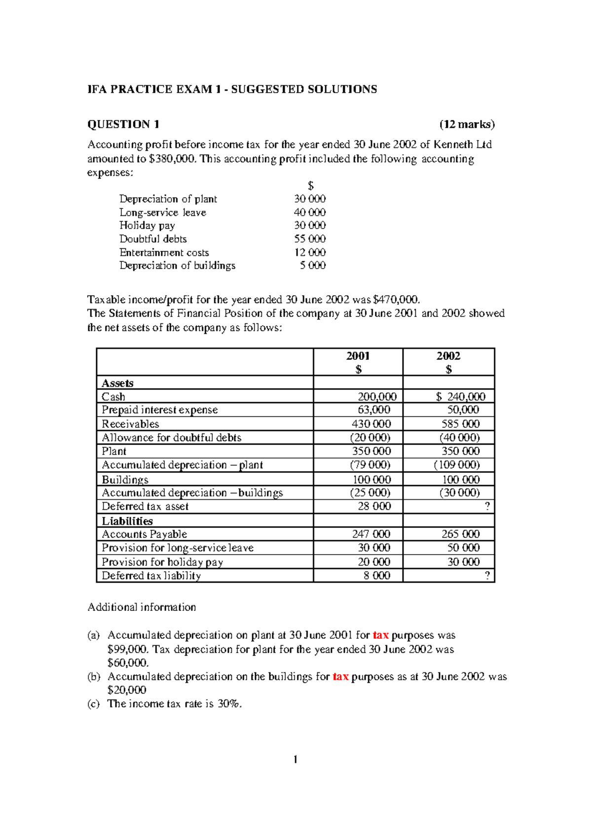 Sample/practice exam 2002, answers - IFA PRACTICE EXAM 1 - SUGGESTED ...