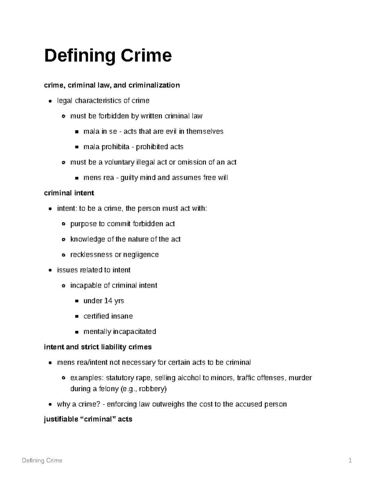 Defining Crime (Criminology) - Defining Crime Crime, Criminal Law, And ...