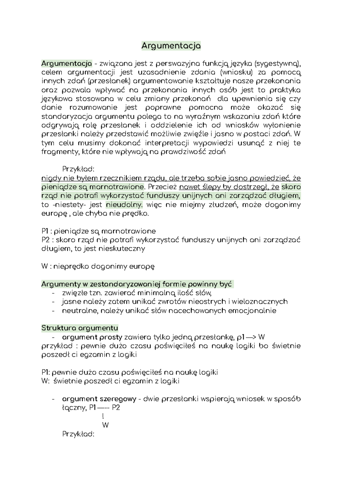 Logika - argumentacja - Argumentacja Argumentacja - związana jest z