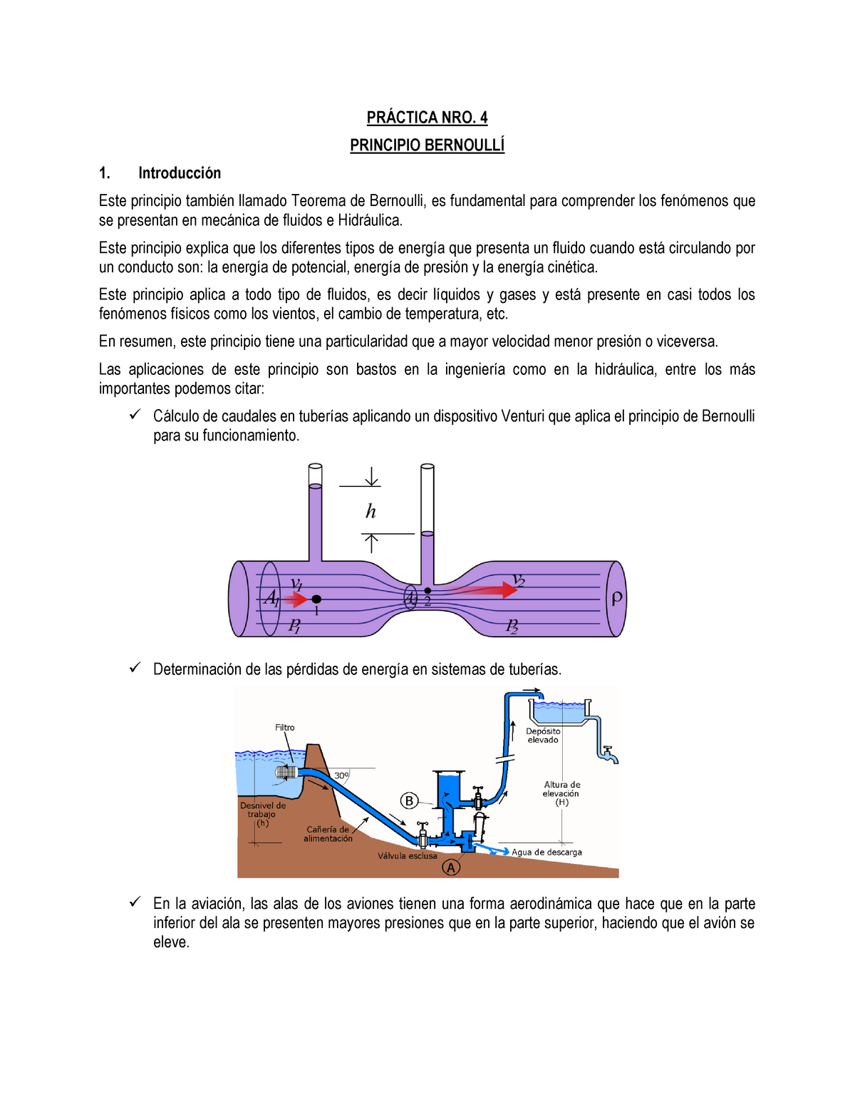 4 Principio De Bernoulli 2 America Bolivia Tarija PrÁctica Nro 4 Principio BernoullÍ 1 2885