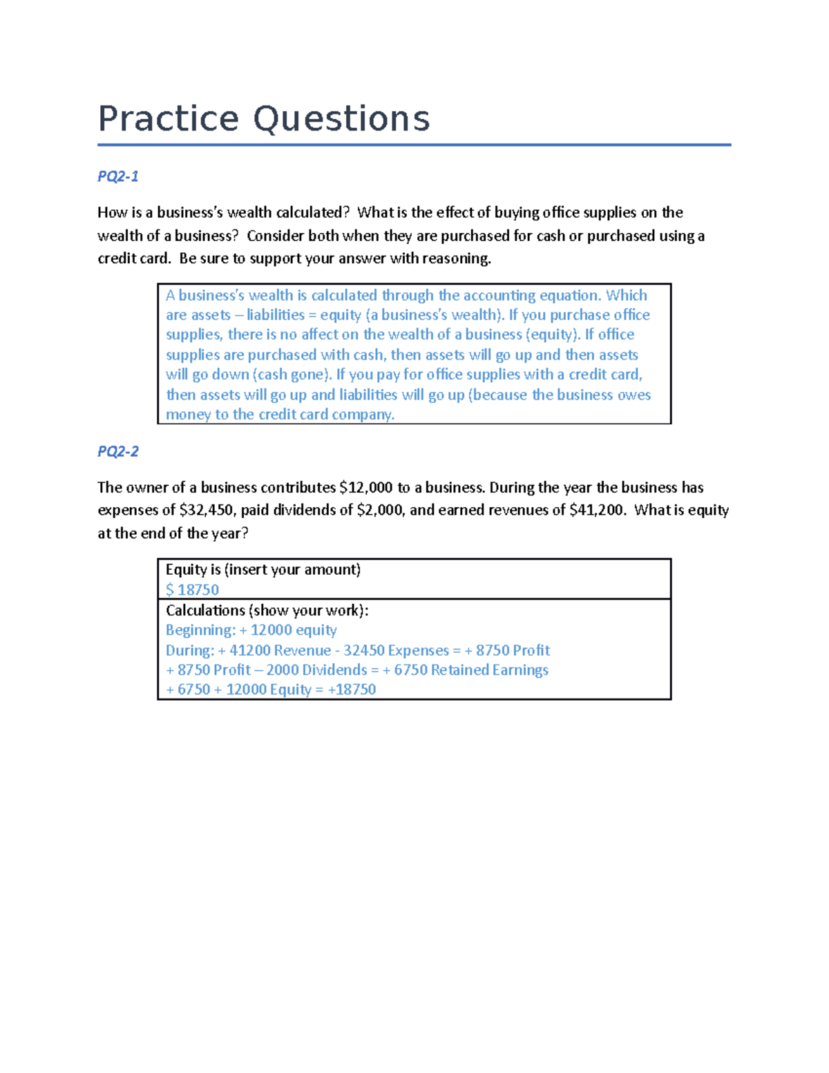 Chapter 2 Practice Questions - Practice Questions PQ2- How is a ...