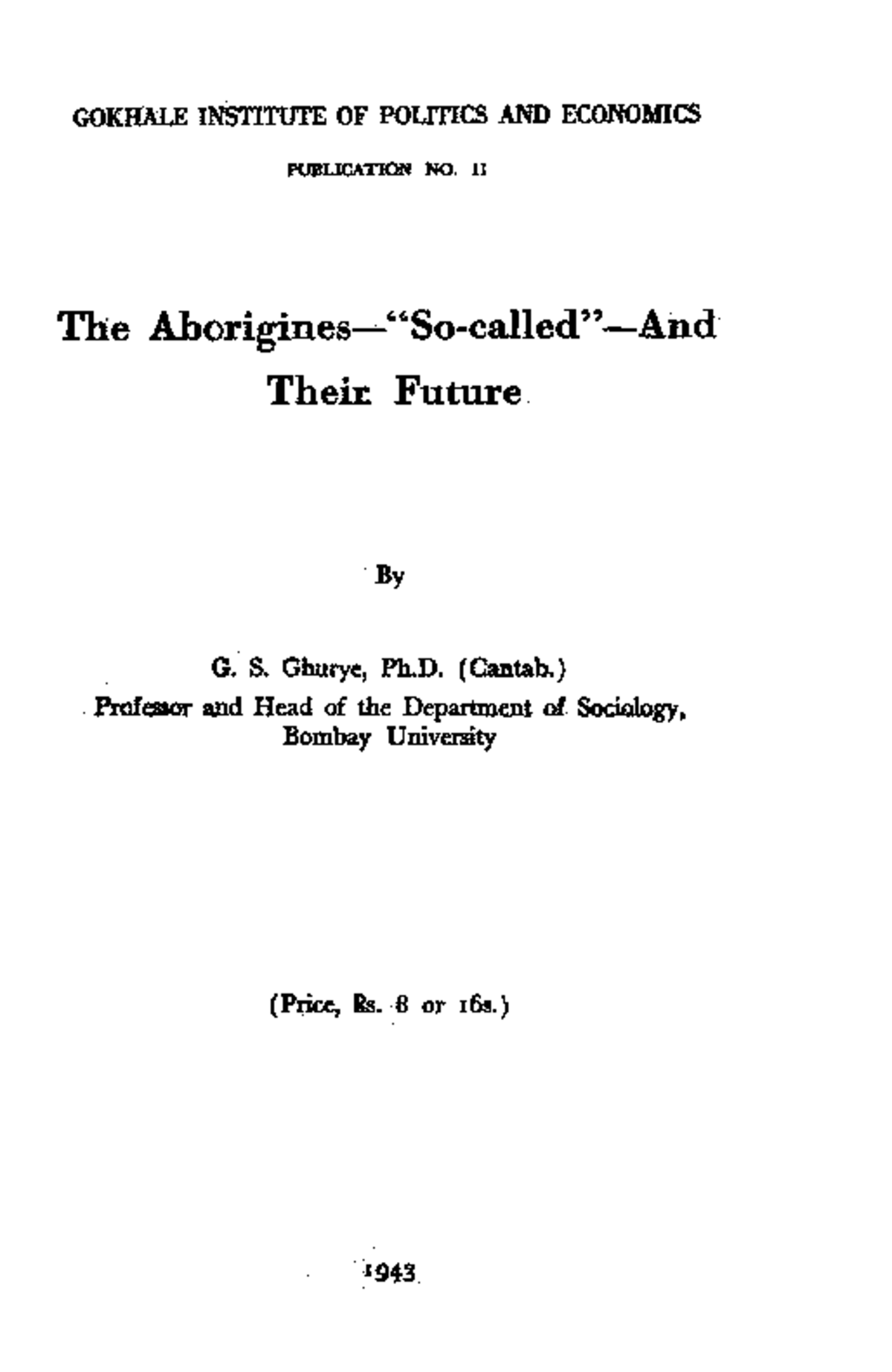 Animists Aborigines or Backward Hindus - Sociology - Studocu