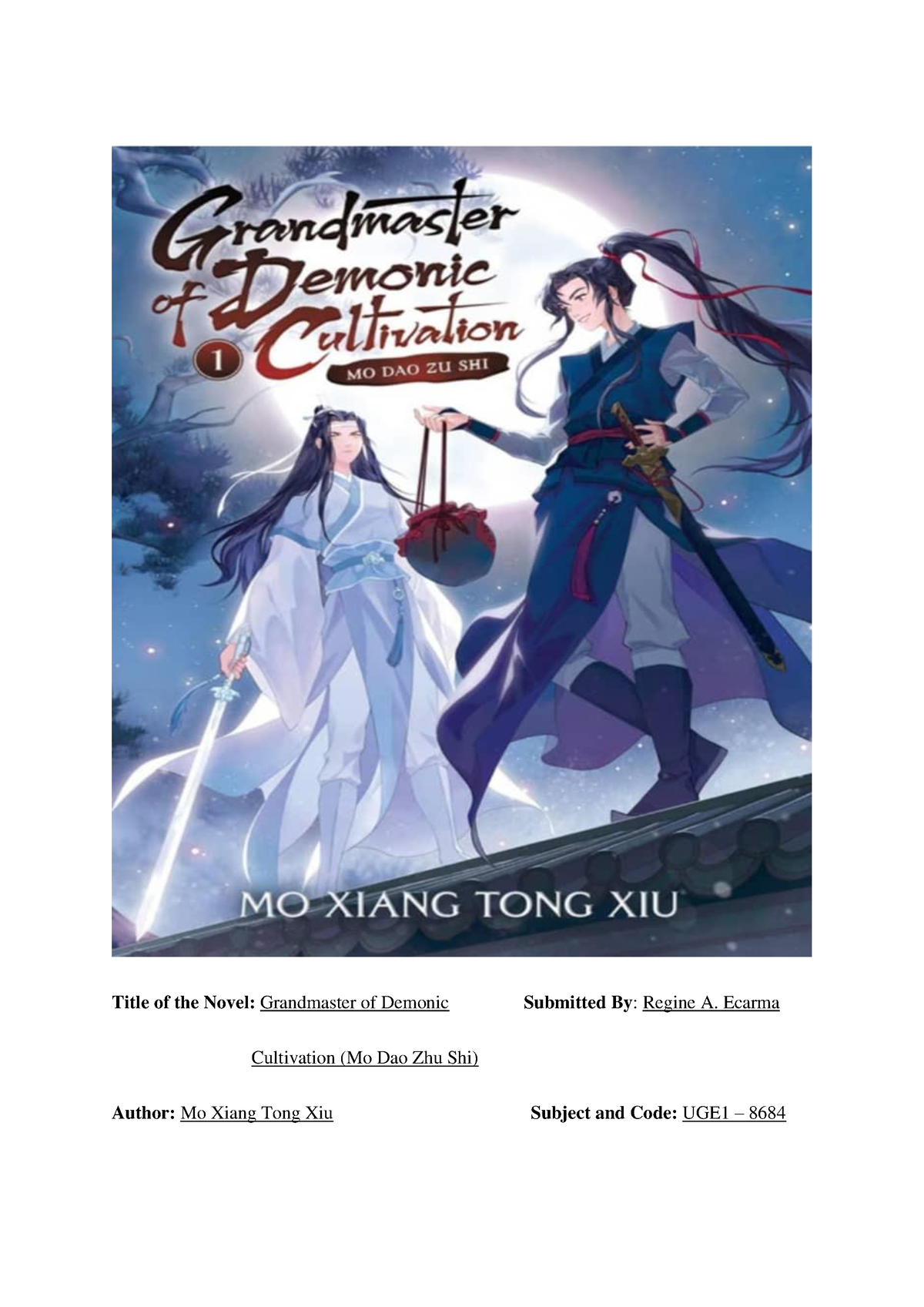 Book Analysis of GDC(MDZS) - Ecarma (UGE1) - Title of the Novel ...