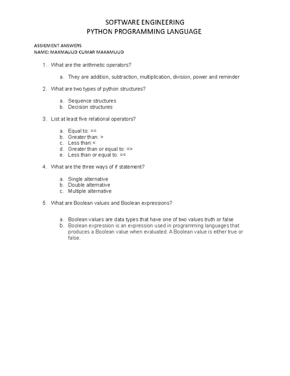 Assigments of networking - SOFTWARE ENGINEERING PYTHON PROGRAMMING ...