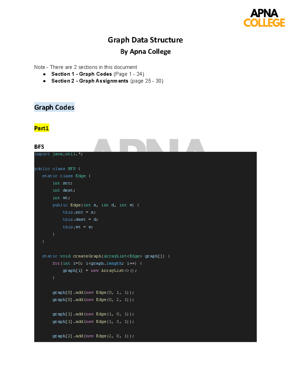 Graph Data Structure - *; public class BFS { static class Edge { int ...