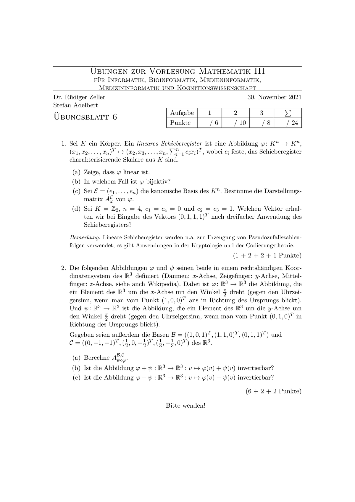 UB06 - Wintersemester - Ubungen Zur Vorlesung Mathematik III ̈ F ̈ur ...