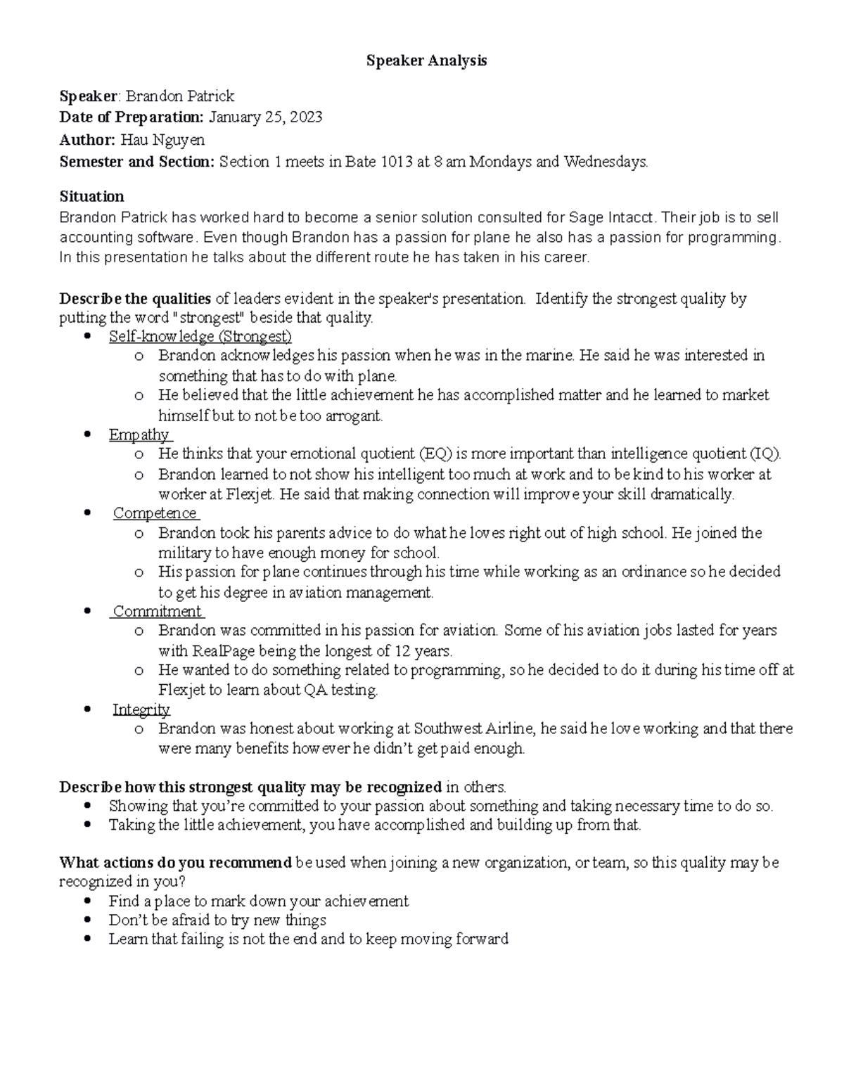 4. Speaker Analysis 2 Brandon Patrick Speaker Analysis Speaker