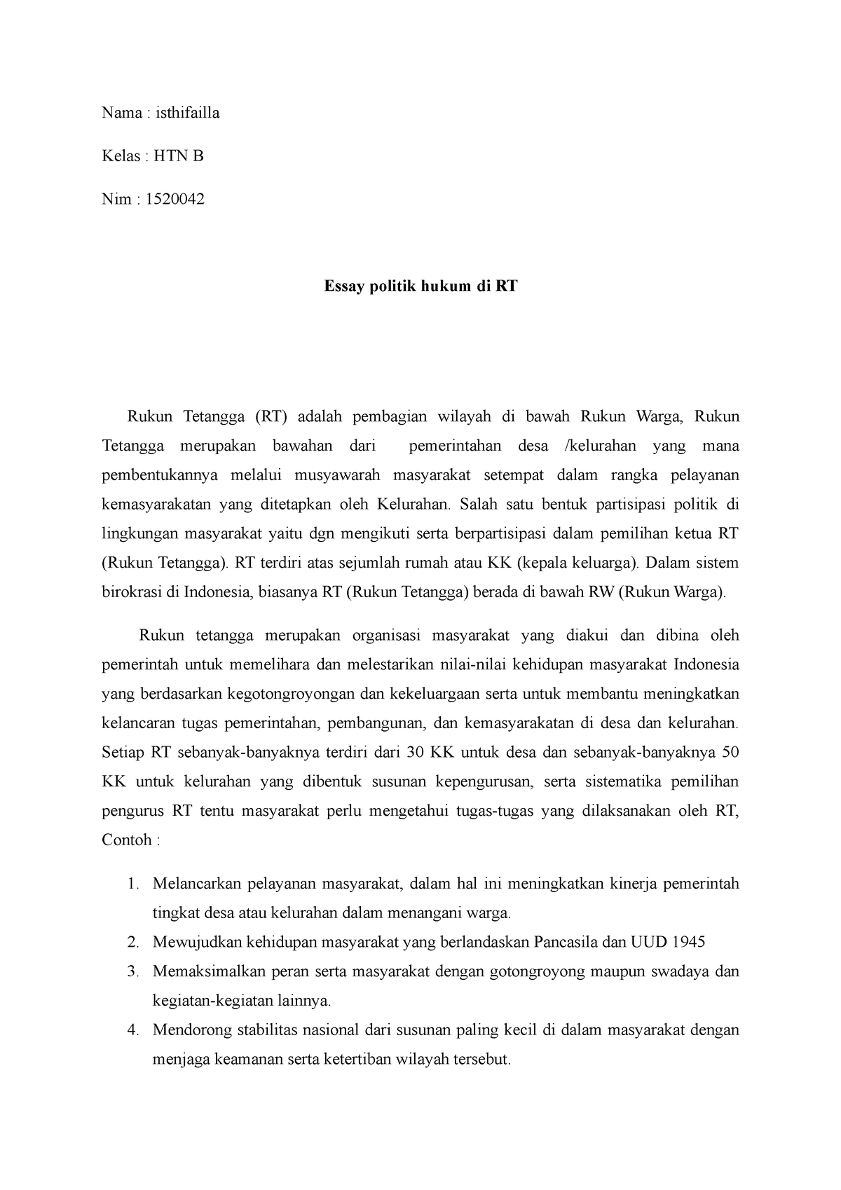 contoh essay hukum