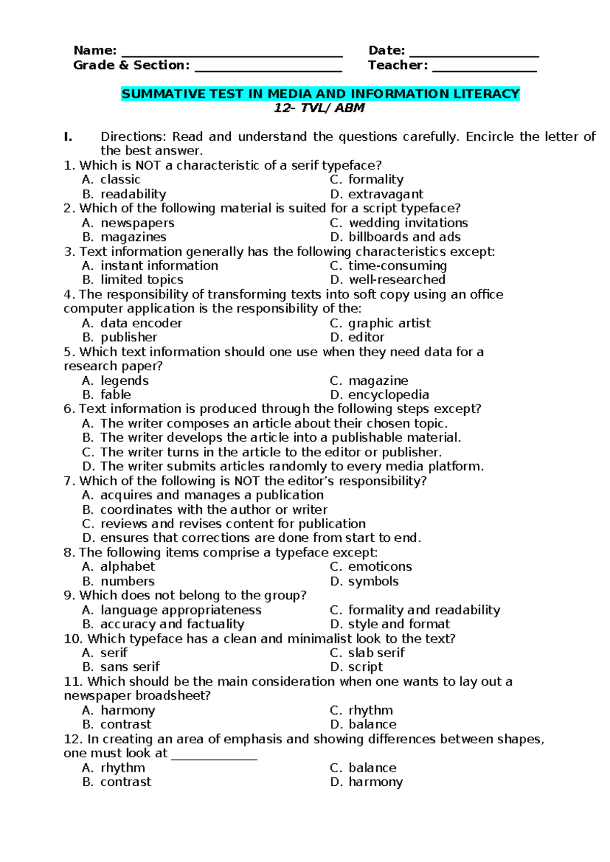 MIL Q2 Summative - Name: ____________________________________ Date