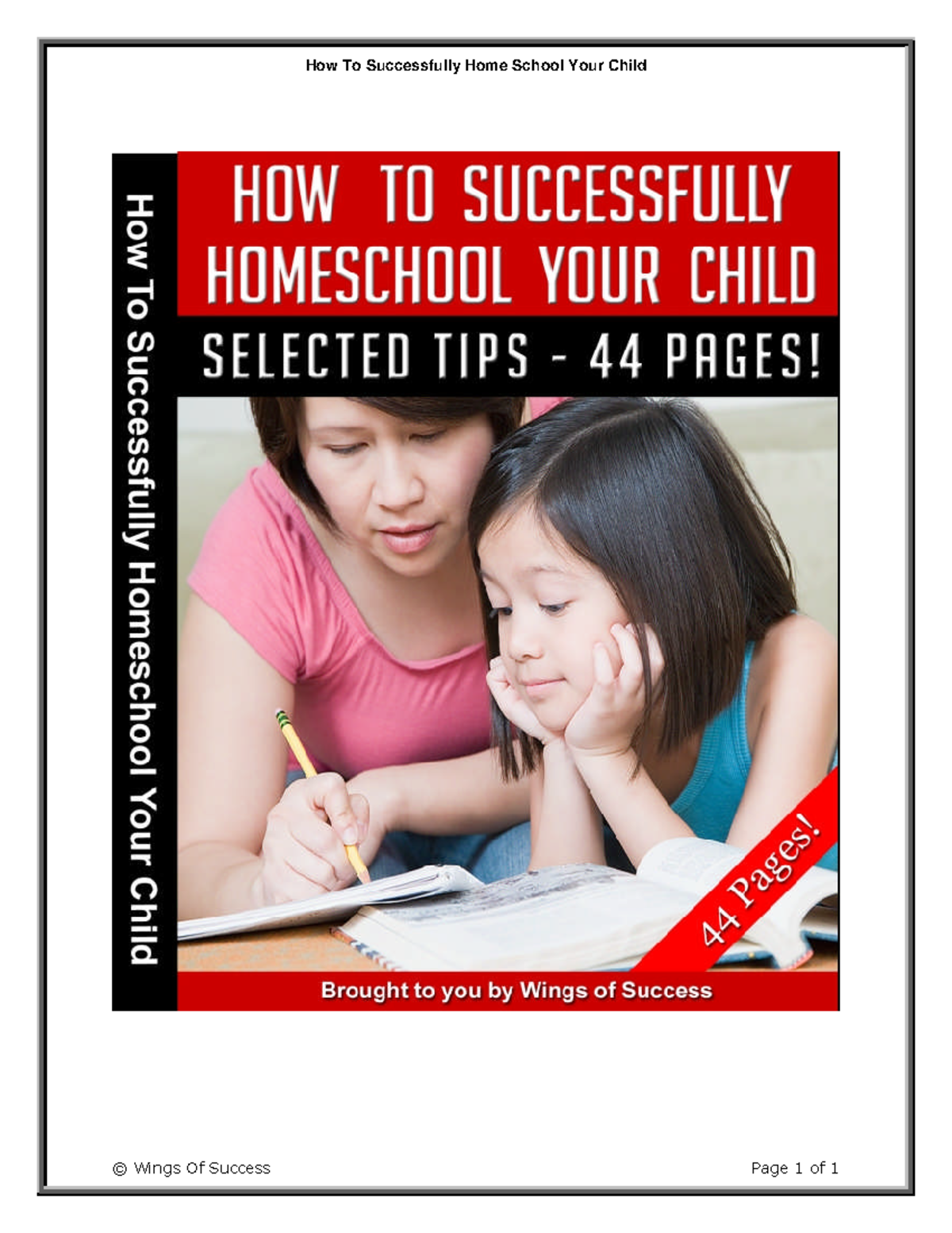 How to Successfully Home School Your Child DISCLAIMER AND TERMS OF