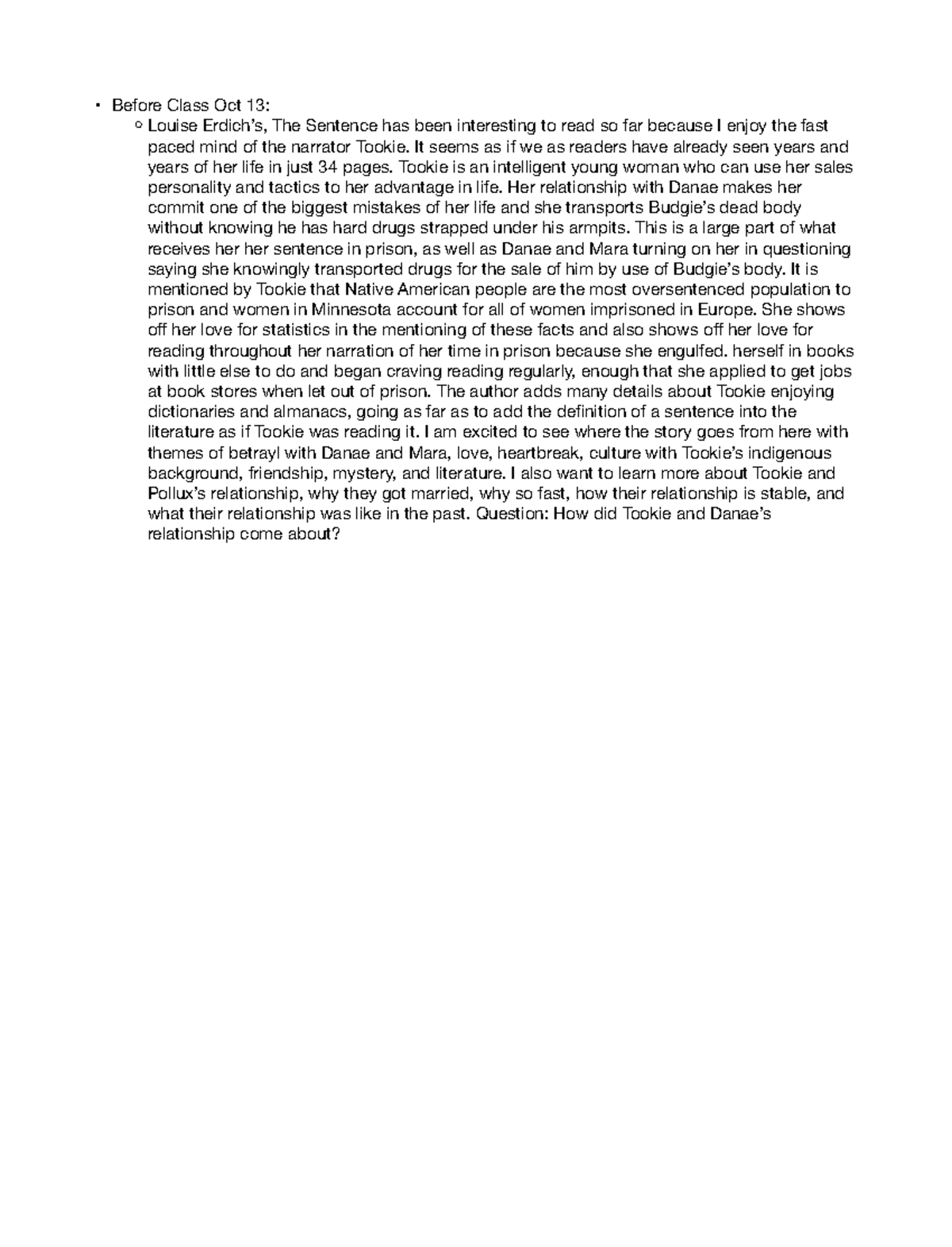 The Sentence Weeks 7-11 Impressions, Activities, and Insights-Unit 2 #2 ...