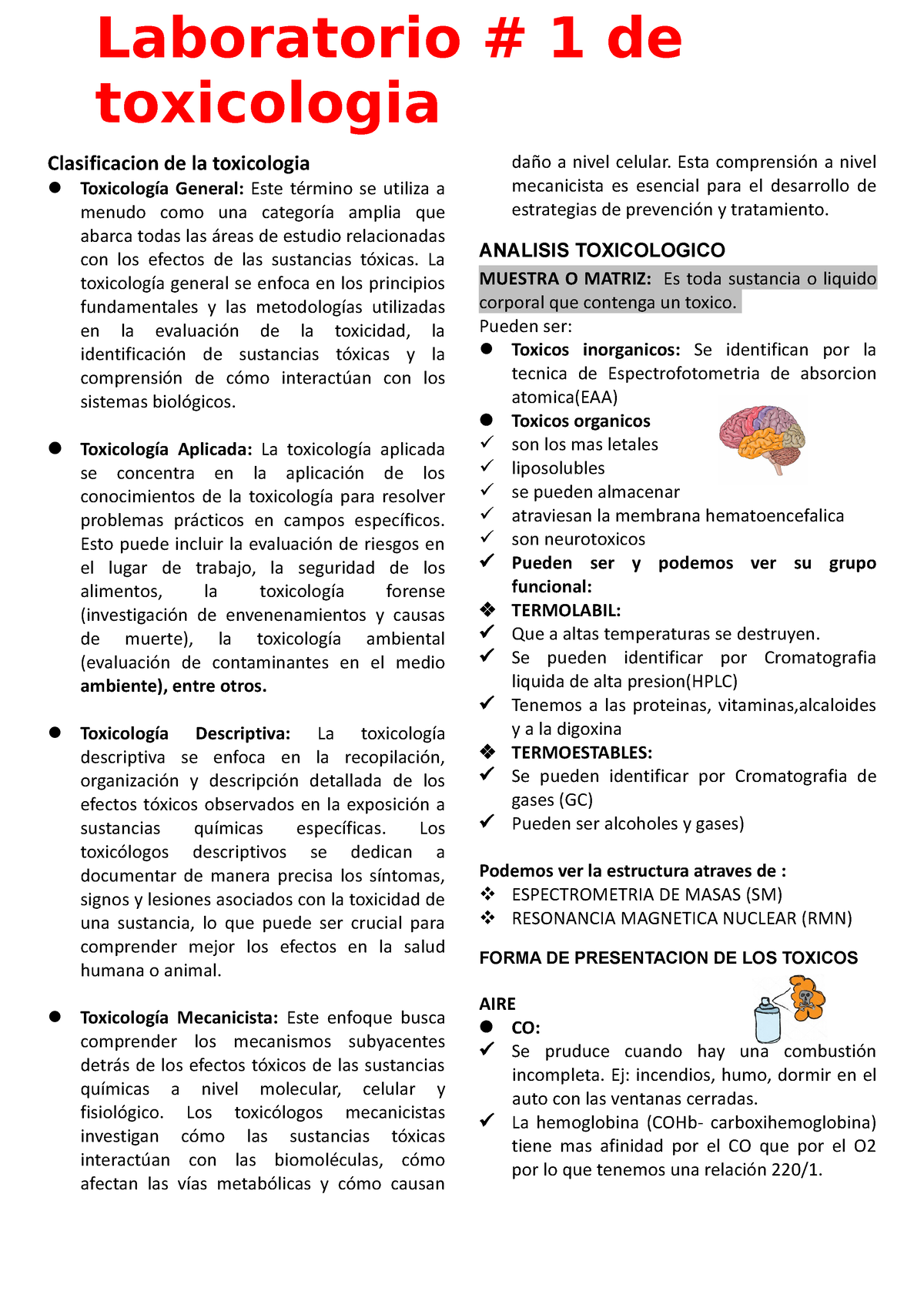 LAB 1 TOX - Apuntes De Lab - Clasificacion De La Toxicologia ...