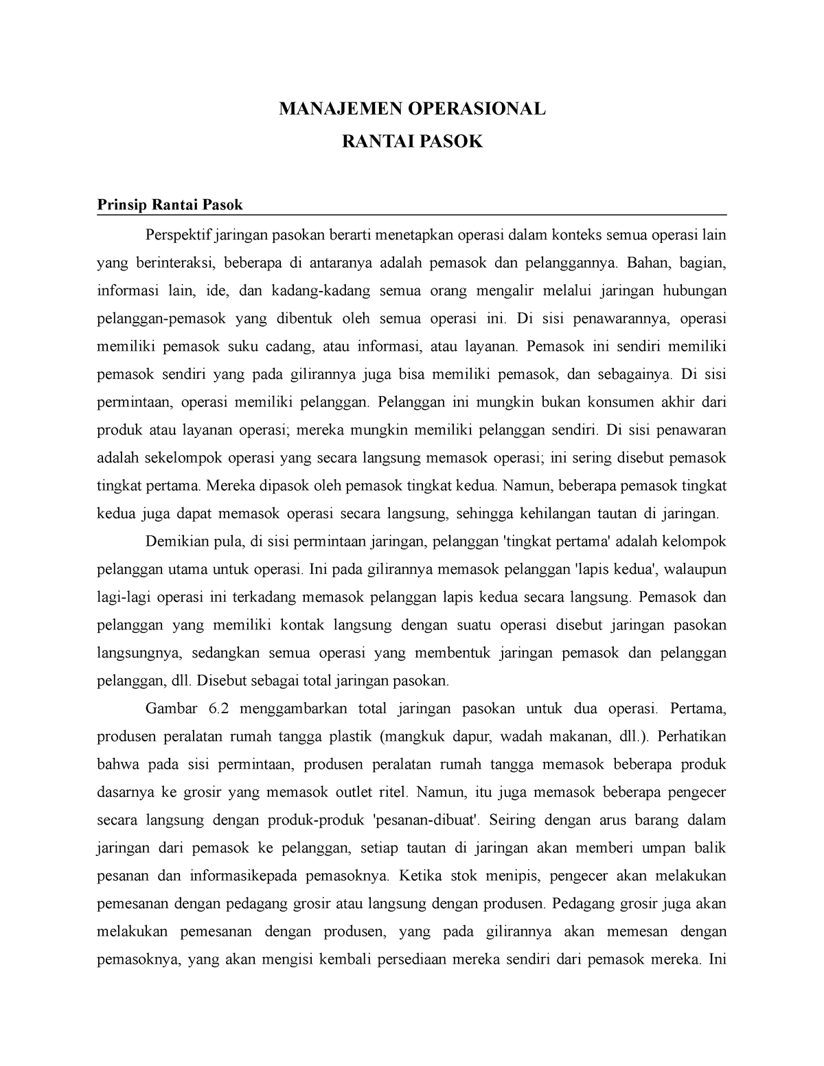 Rantai Pasok Pada Manajemen Operasional - MANAJEMEN OPERASIONAL RANTAI ...