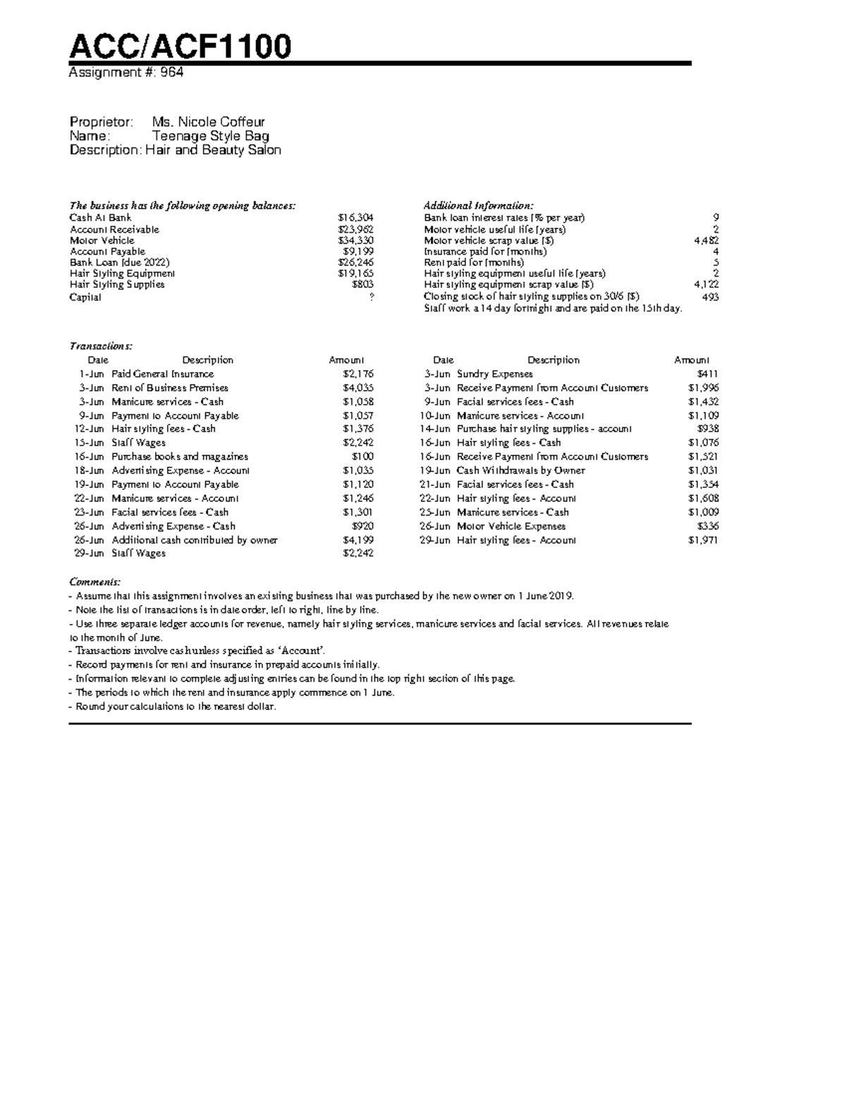 Accacf 1100 manual assignment - ACC/ACF Assignment #: 964 Proprietor ...