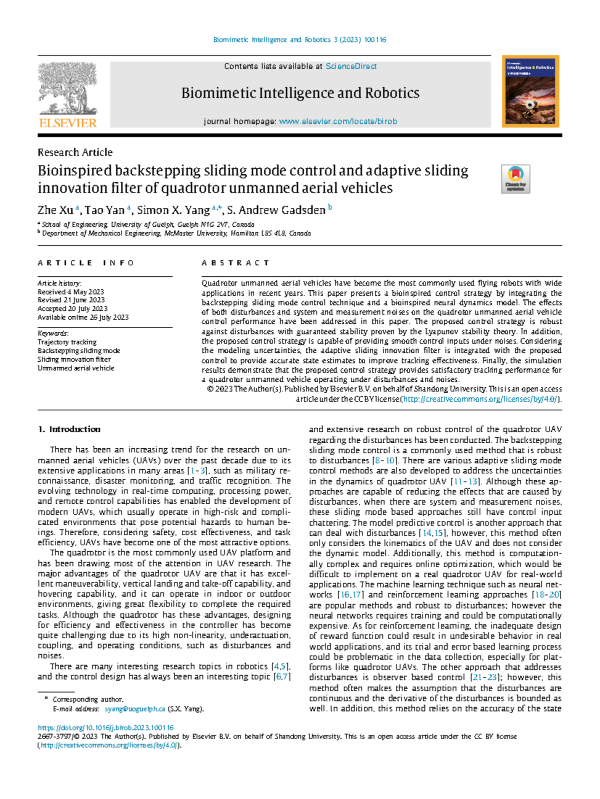 Backstepping and SMC - Hdbdhd dhhdh - Biomimetic Intelligence and ...