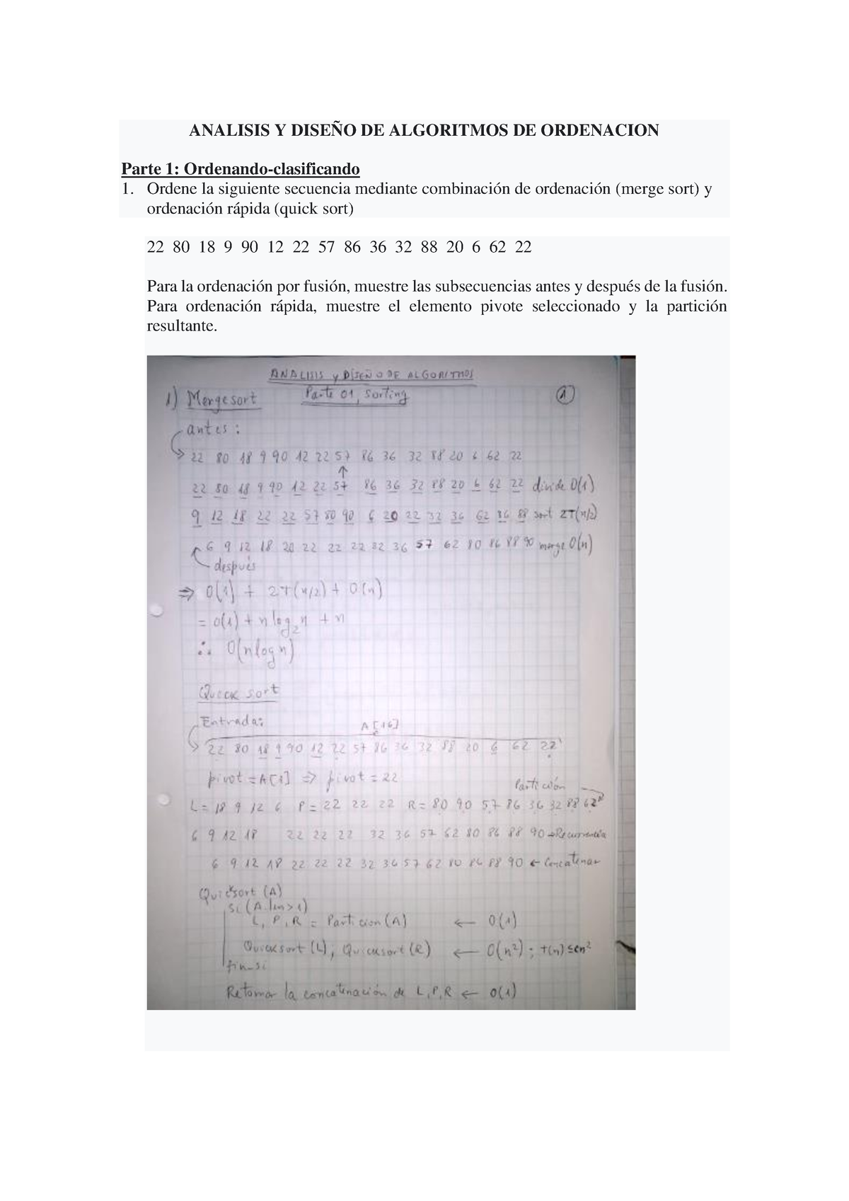 Solucion Ejercicio De Algoritmo De Ordenacion Analisis Y DiseÑo De Algoritmos De Ordenacion 7716