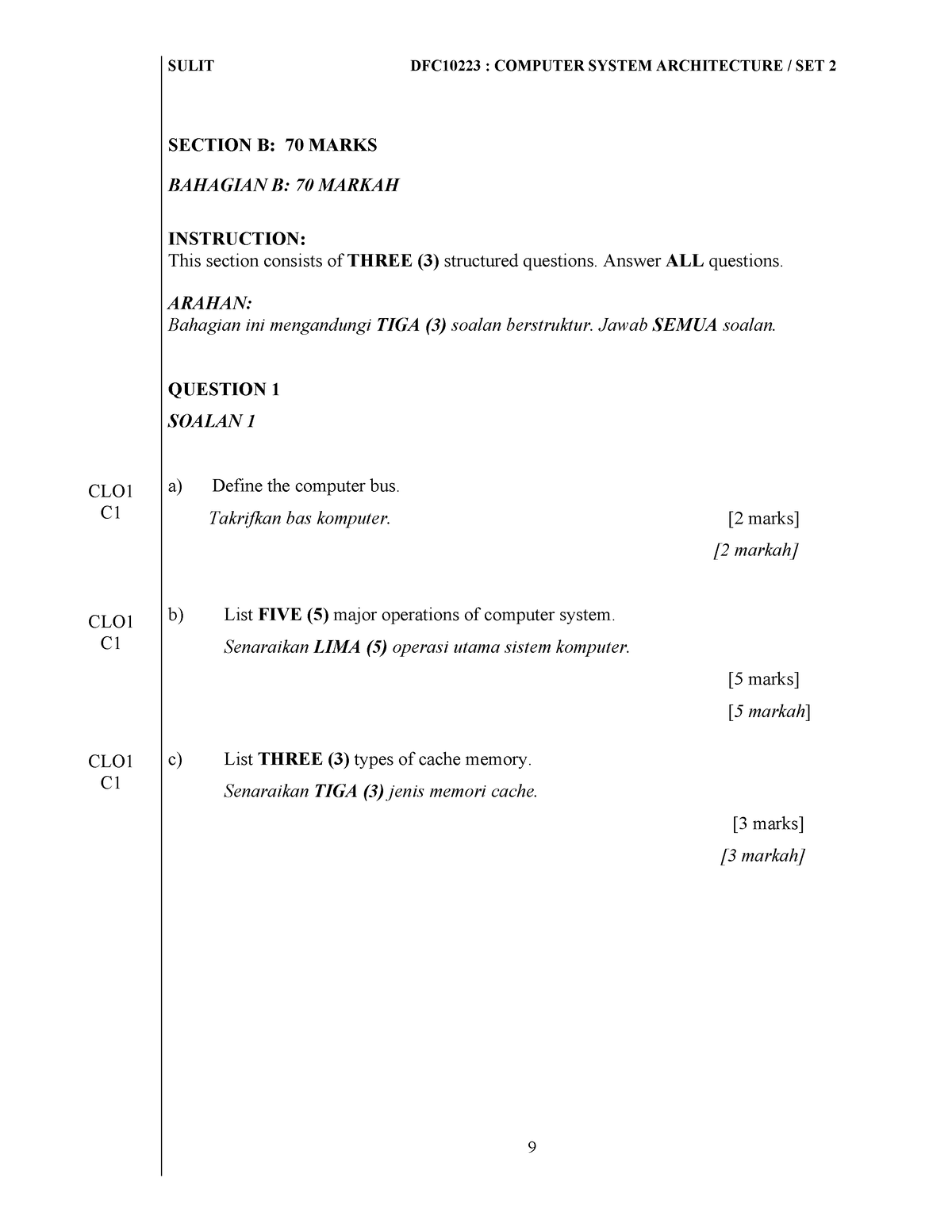 DFC10223-1 - SECTION B: 70 MARKS BAHAGIAN B: 70 MARKAH INSTRUCTION ...