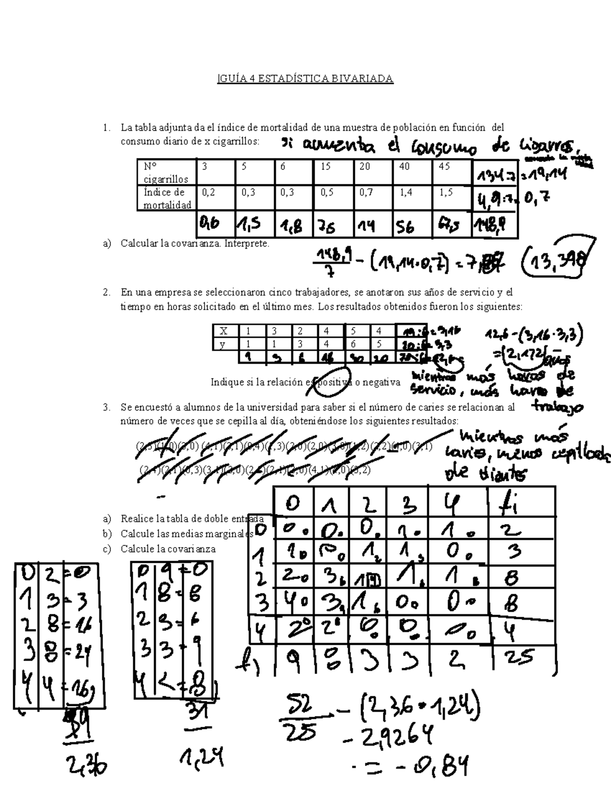 4. GUÃA Estadã Stica Bivariada1 GUÍA 4 ESTADÍSTICA BIVARIADA La