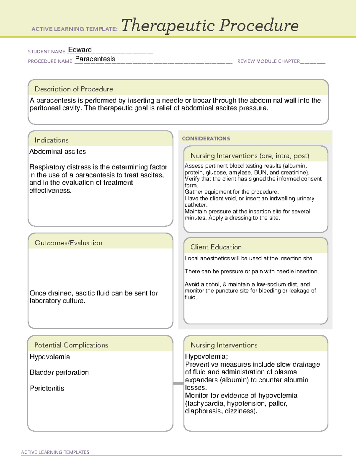 Evaluating the Effectiveness of Paracentesis - NUR 233 - ACTIVE ...