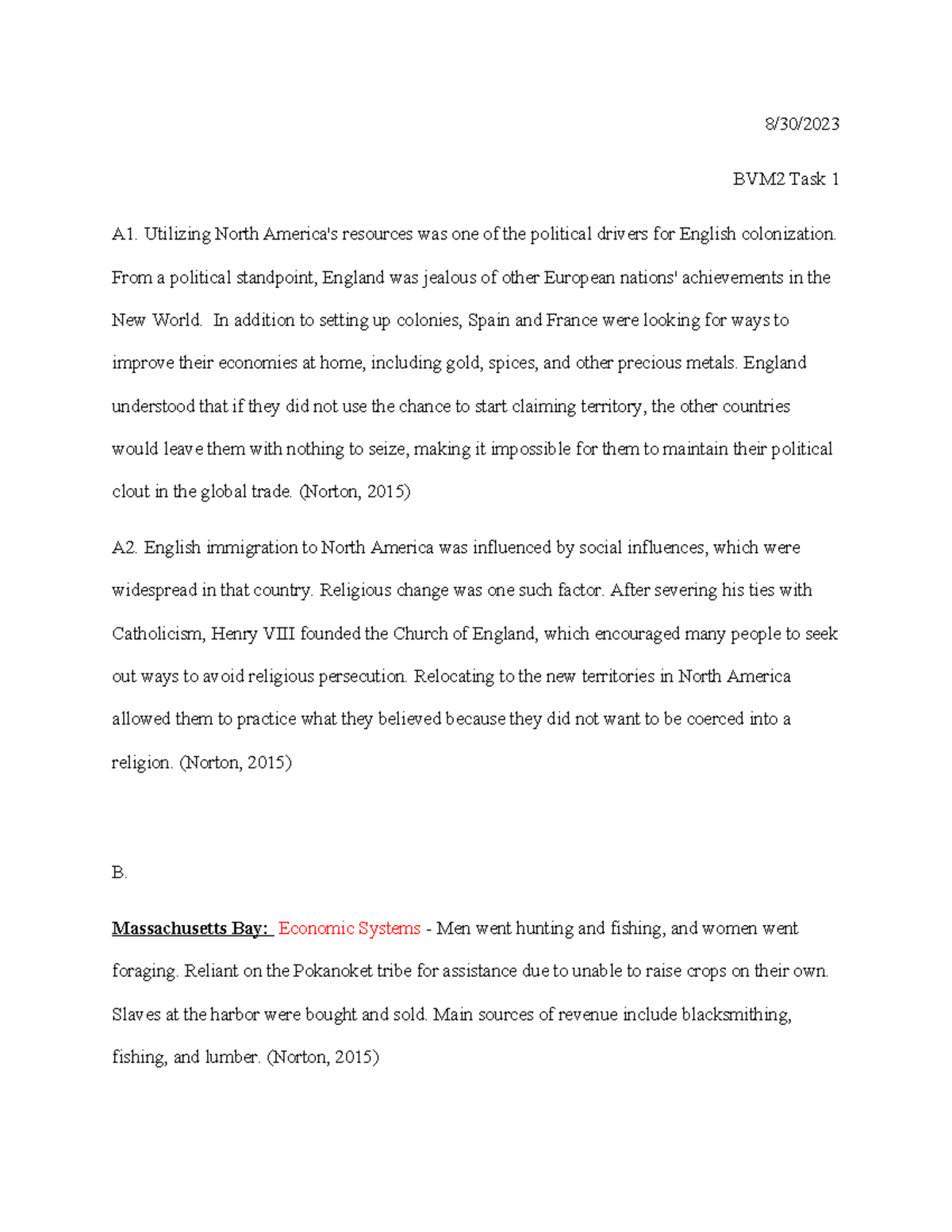 Bmv2 - BVM2 task 1 - 8/30/ BVM2 Task 1 A1. Utilizing North America's ...