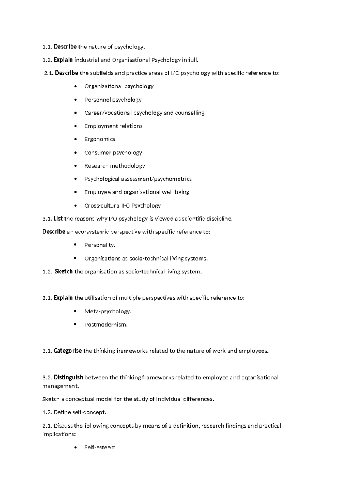For exam Helping students to revision Describe the nature of