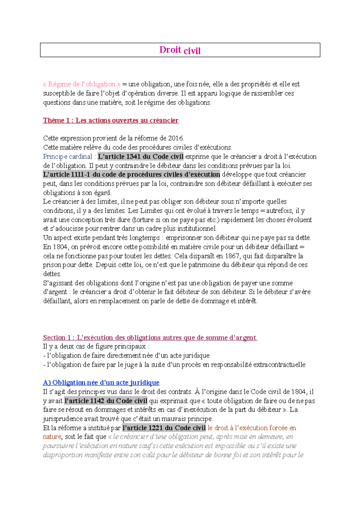 Droit civil 2 (2ème semestre de licence 2) Droit civil « Régime de l