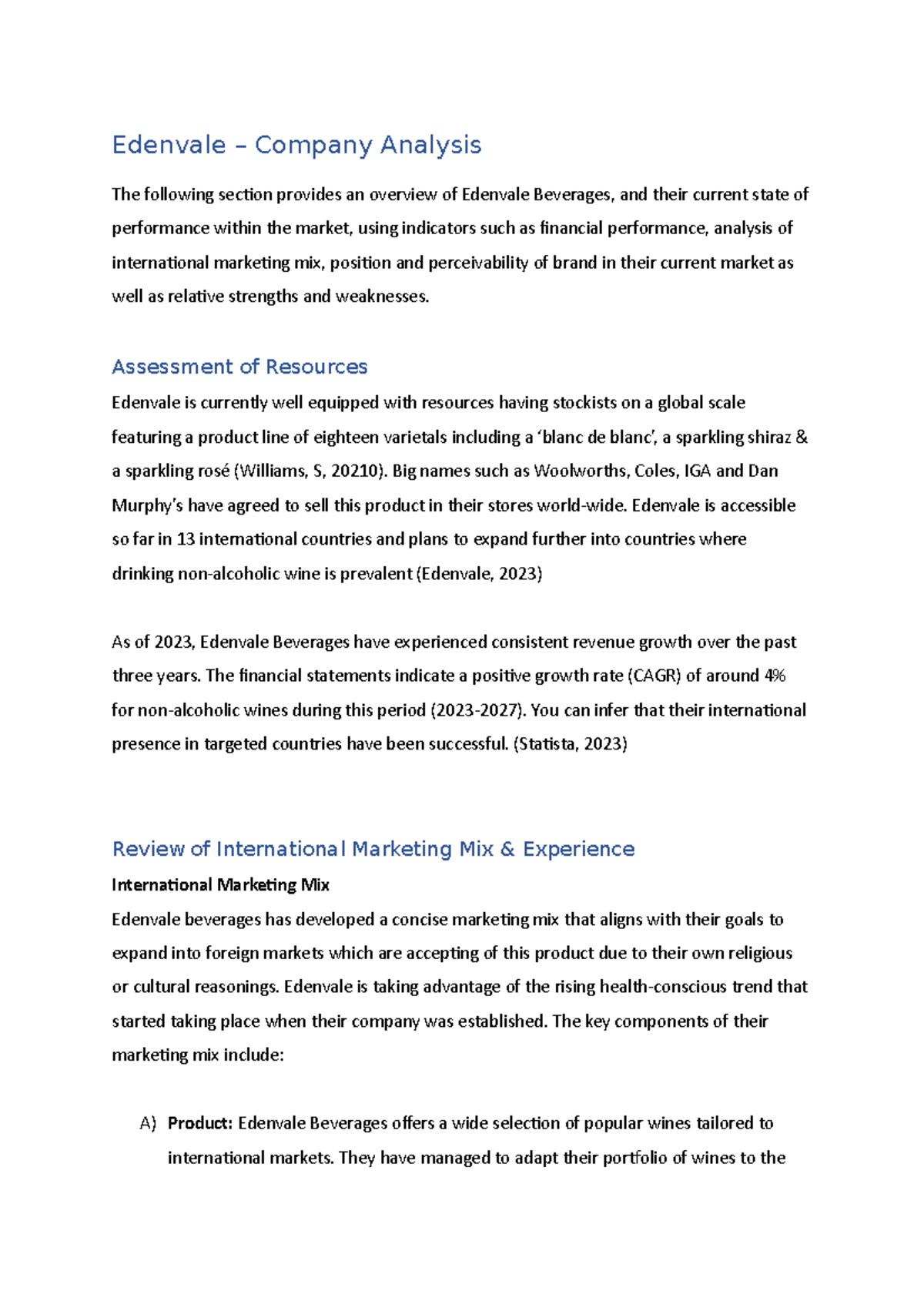 Edenvale - Situational Analysis - Edenvale – Company Analysis The ...