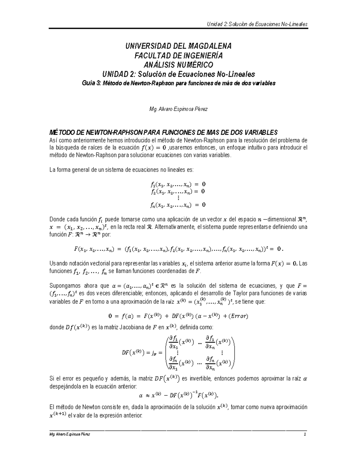 Guía 4 Metodo de Newton Varias Variables -Aplicaciones - - Studocu
