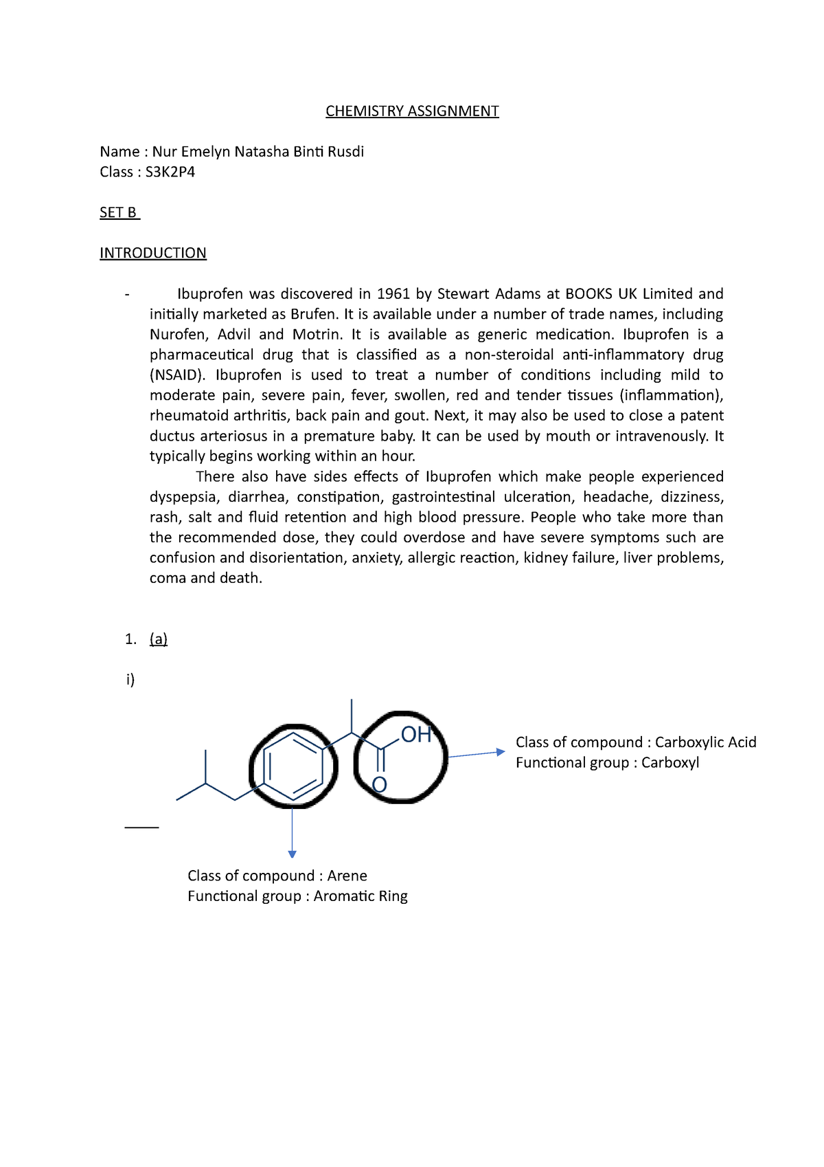 chemistry assignment work