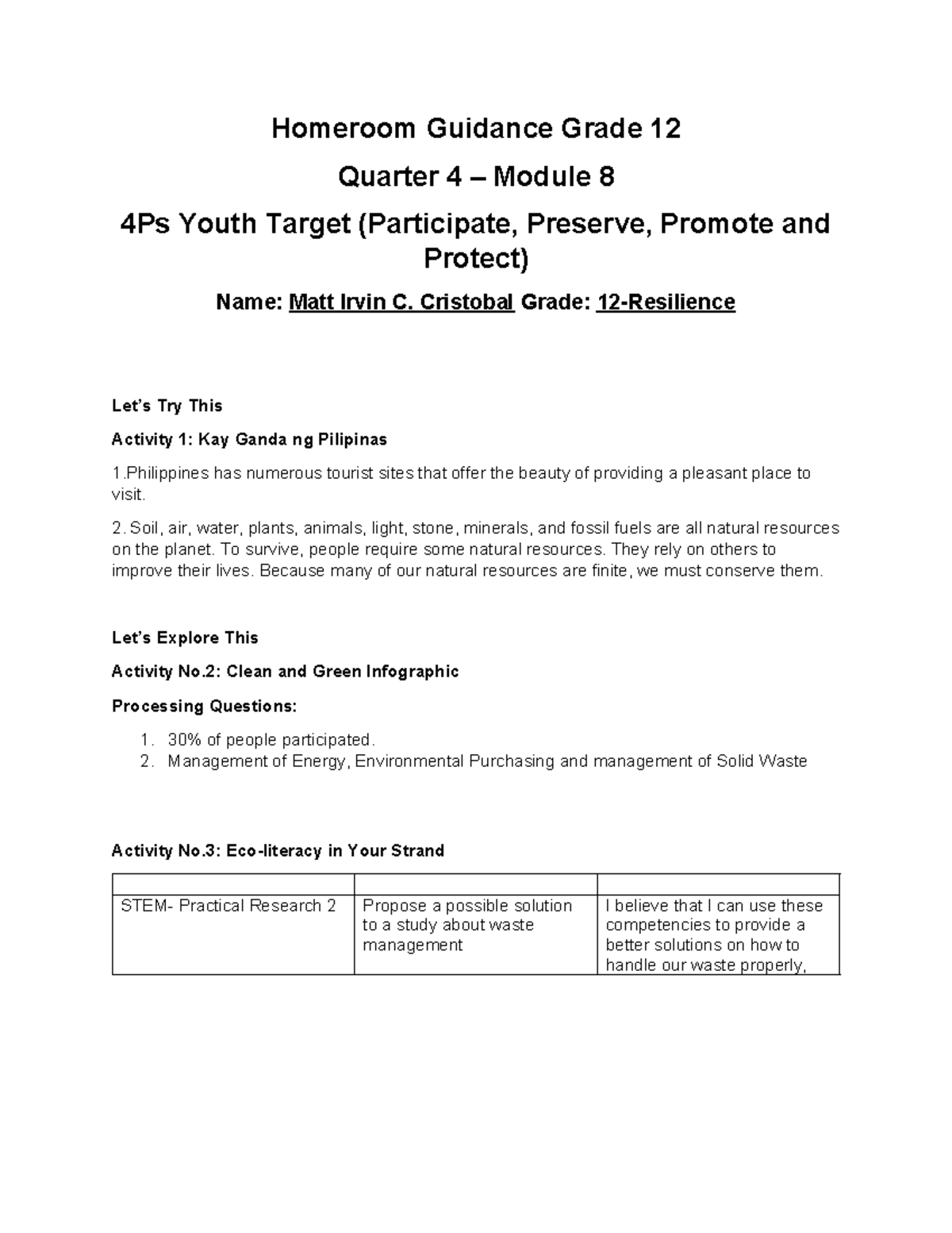 Homeroom Guidance Grade 12(Q4) - Homeroom Guidance Grade 12 Quarter 4 ...