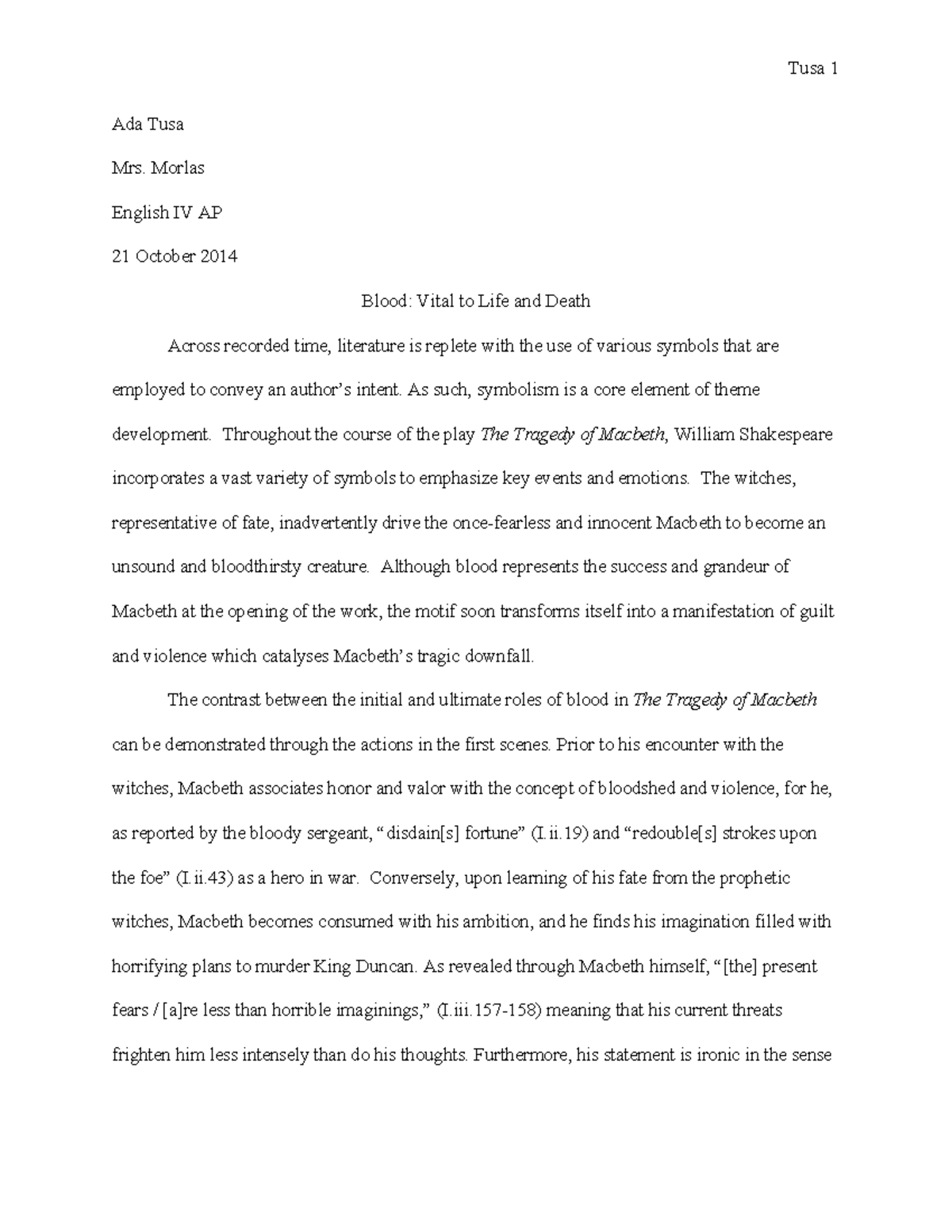 Реферат: Themes In Macbeth 2 Essay Research Paper