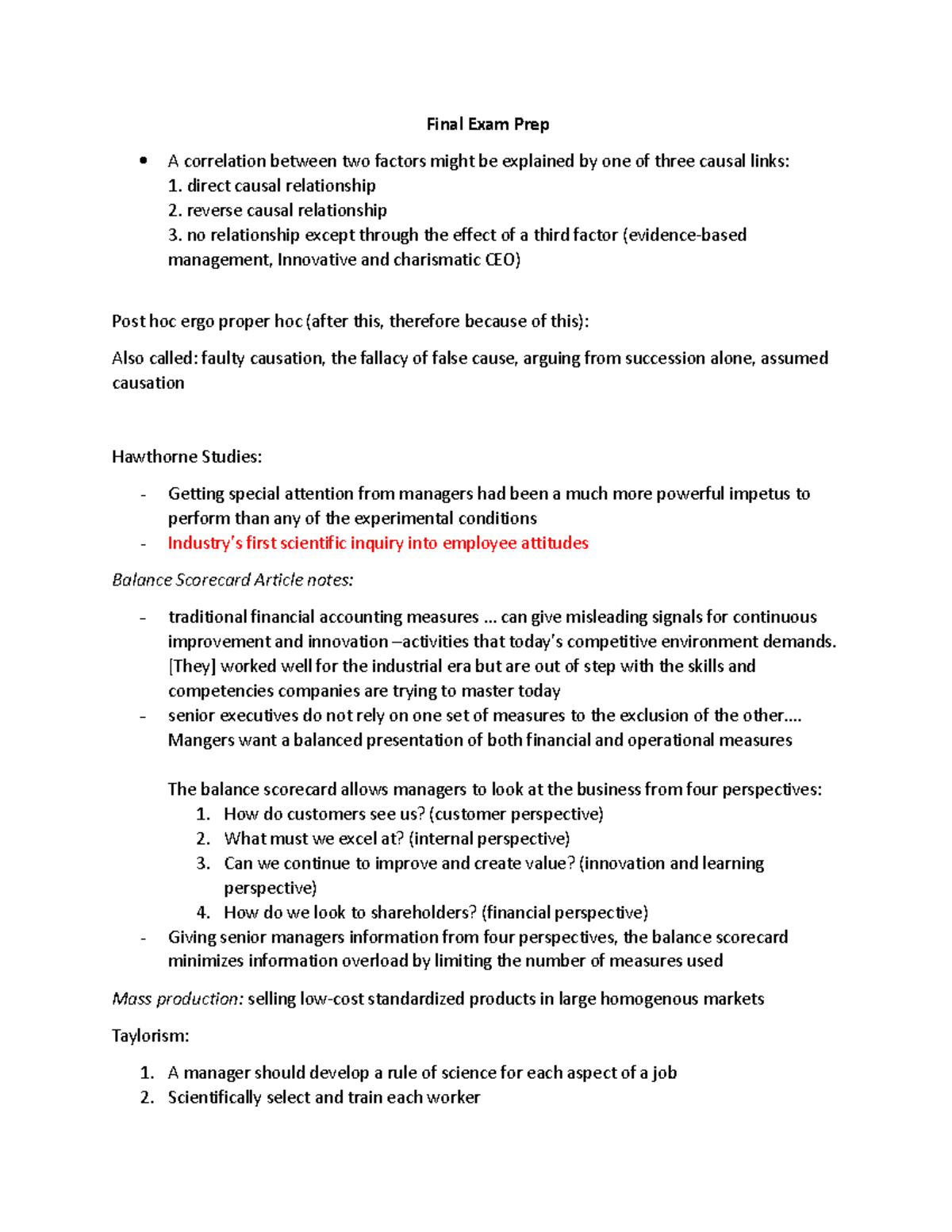 Final exam prep ADMS 1010 adms1010 Yorku Studocu
