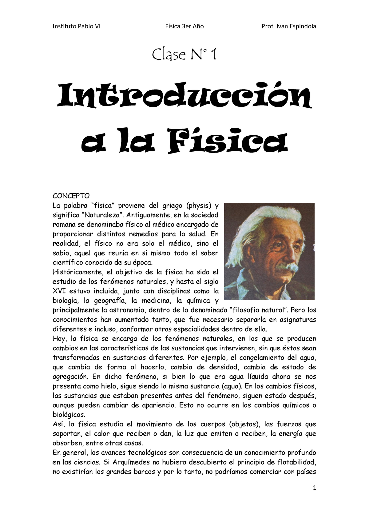 Introd A La Física Aaaaaaaaaaaaaa Clase N° 1 Introducción A La Física Concepto La Palabra