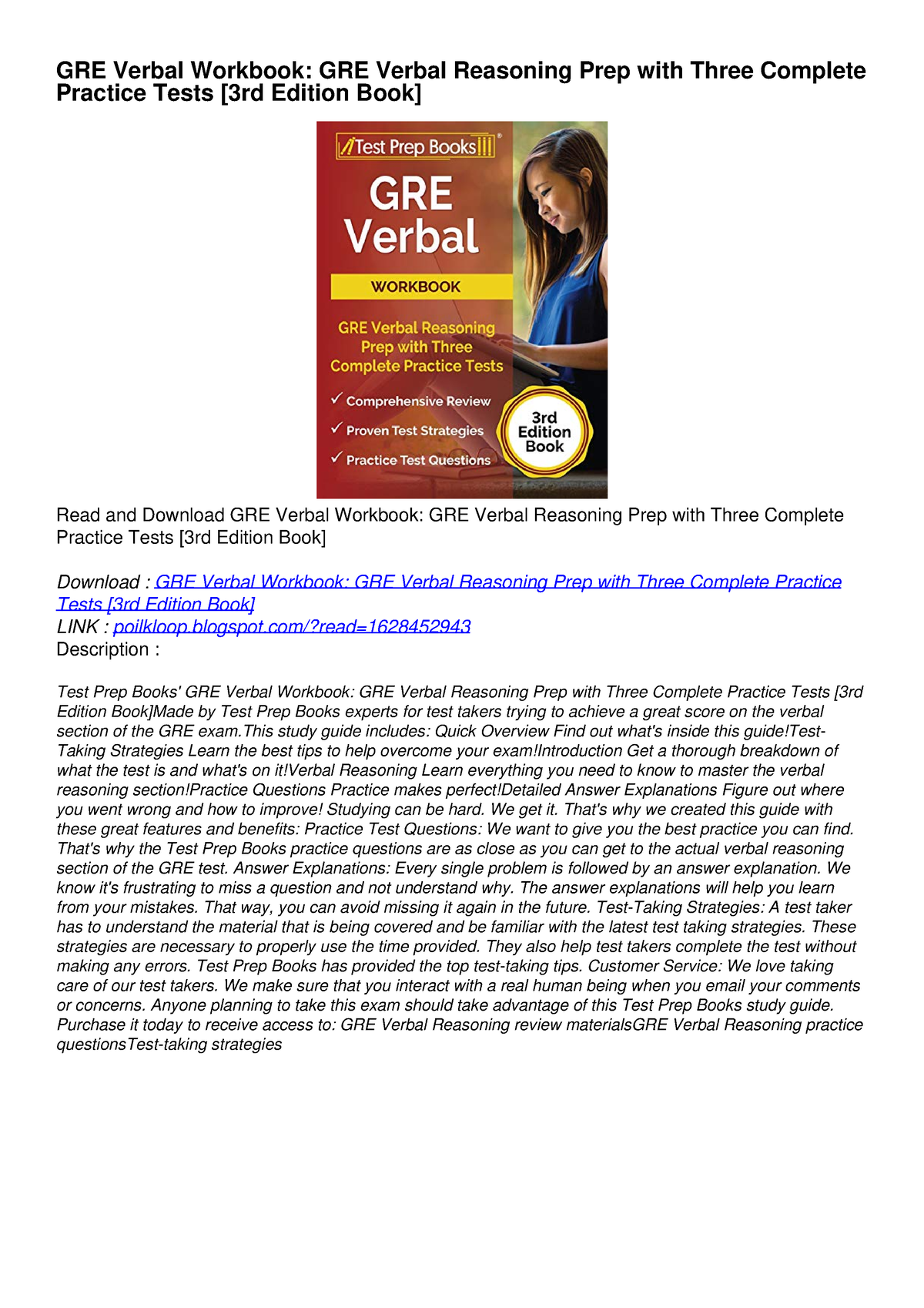 [PDF] DOWNLOAD EBOOKGRE Verbal Workbook: GRE Verbal Reasoning Prep With ...