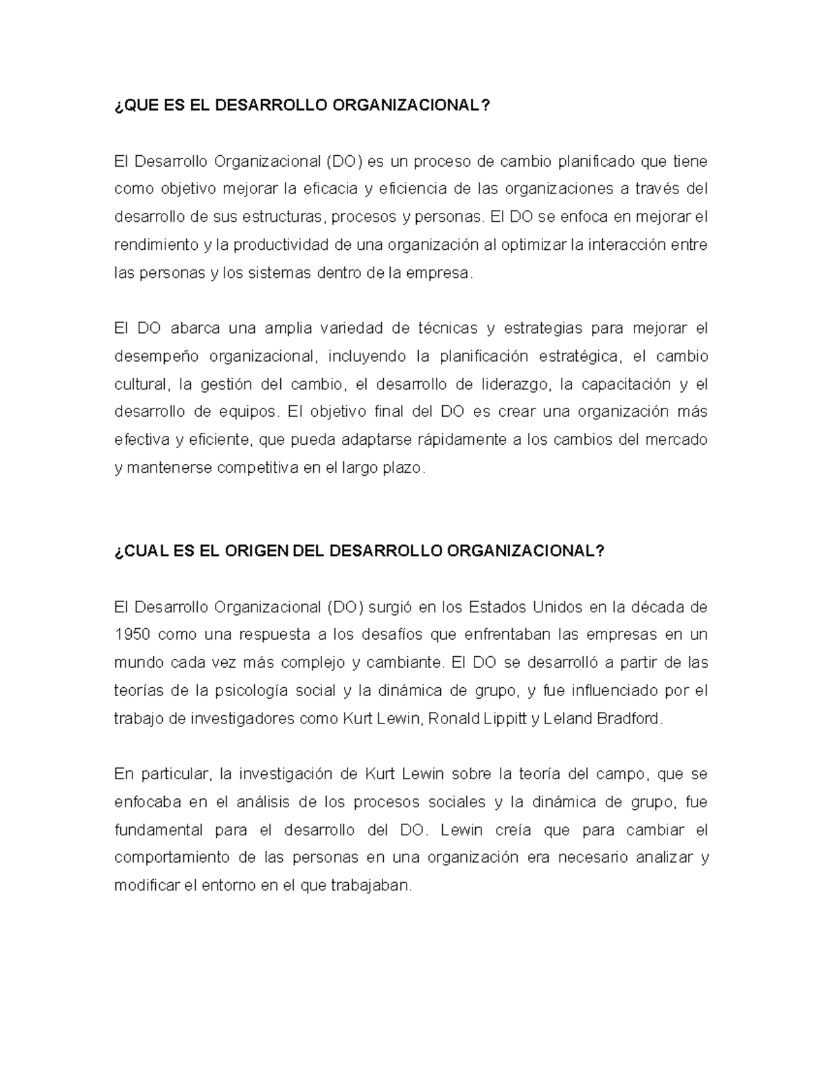 QUE ES EL Desarrollo Organizacional - ¿QUE ES EL DESARROLLO ...