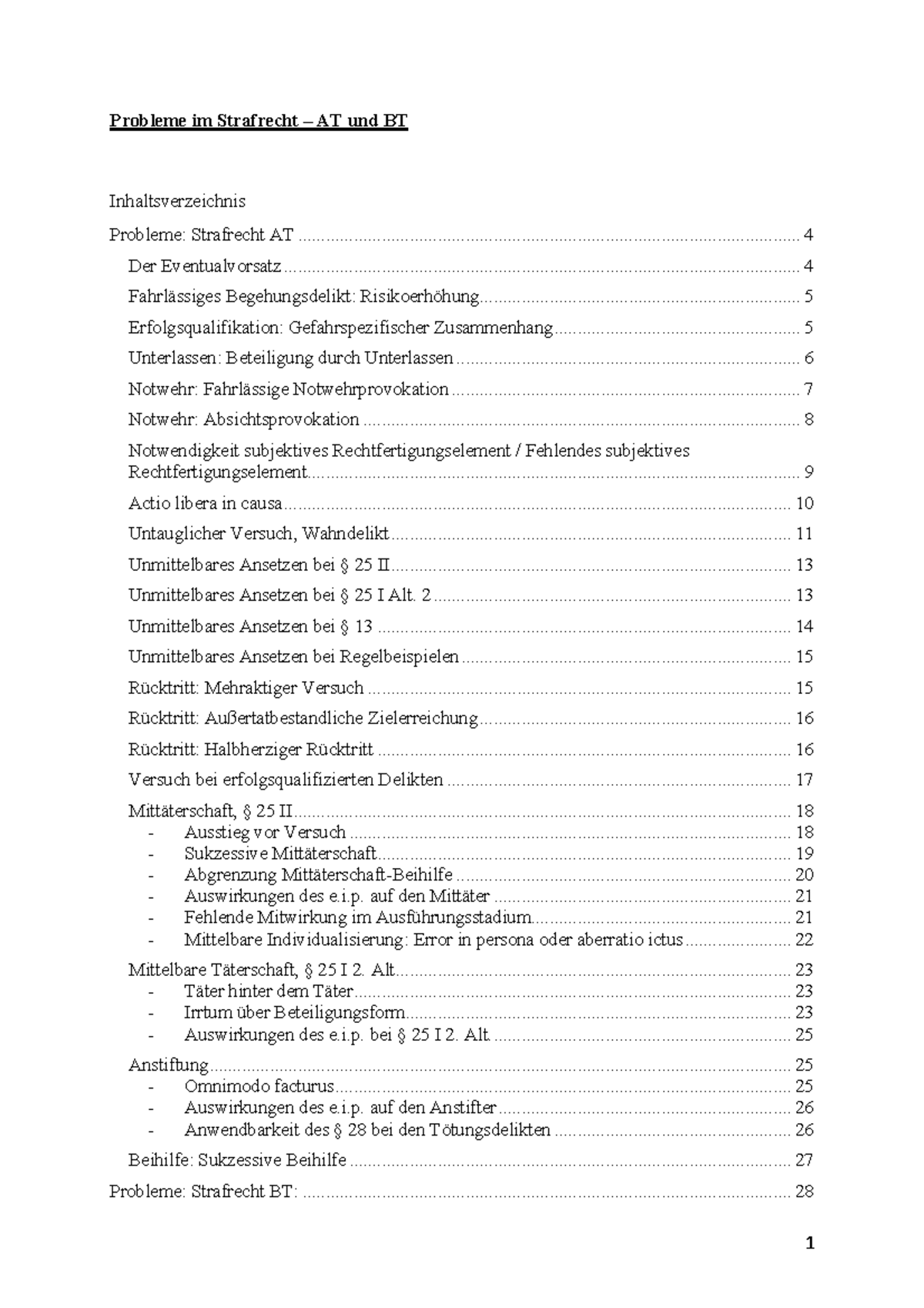 Probleme Strafrecht - Probleme Im Strafrecht – AT Und BT Probleme ...