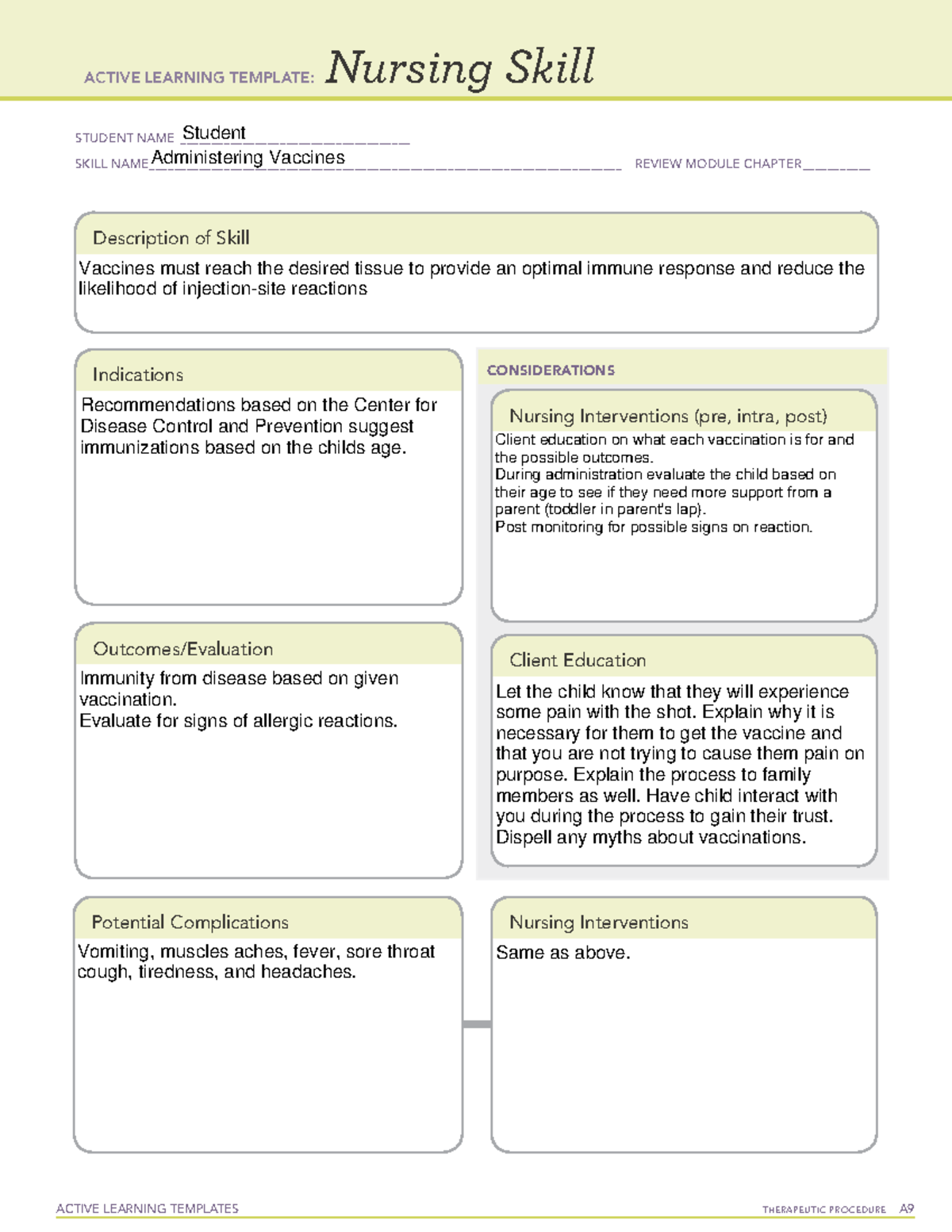 Administering Vaccines Nursing Skill 1 - ACTIVE LEARNING TEMPLATES ...