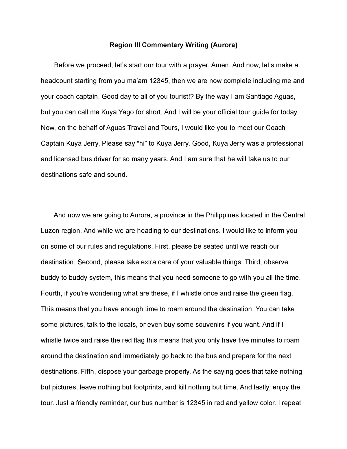 essay about guide tour