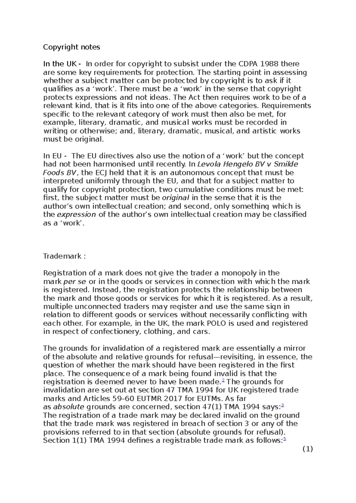 Copyright notes - The starting point in assessing whether a subject ...