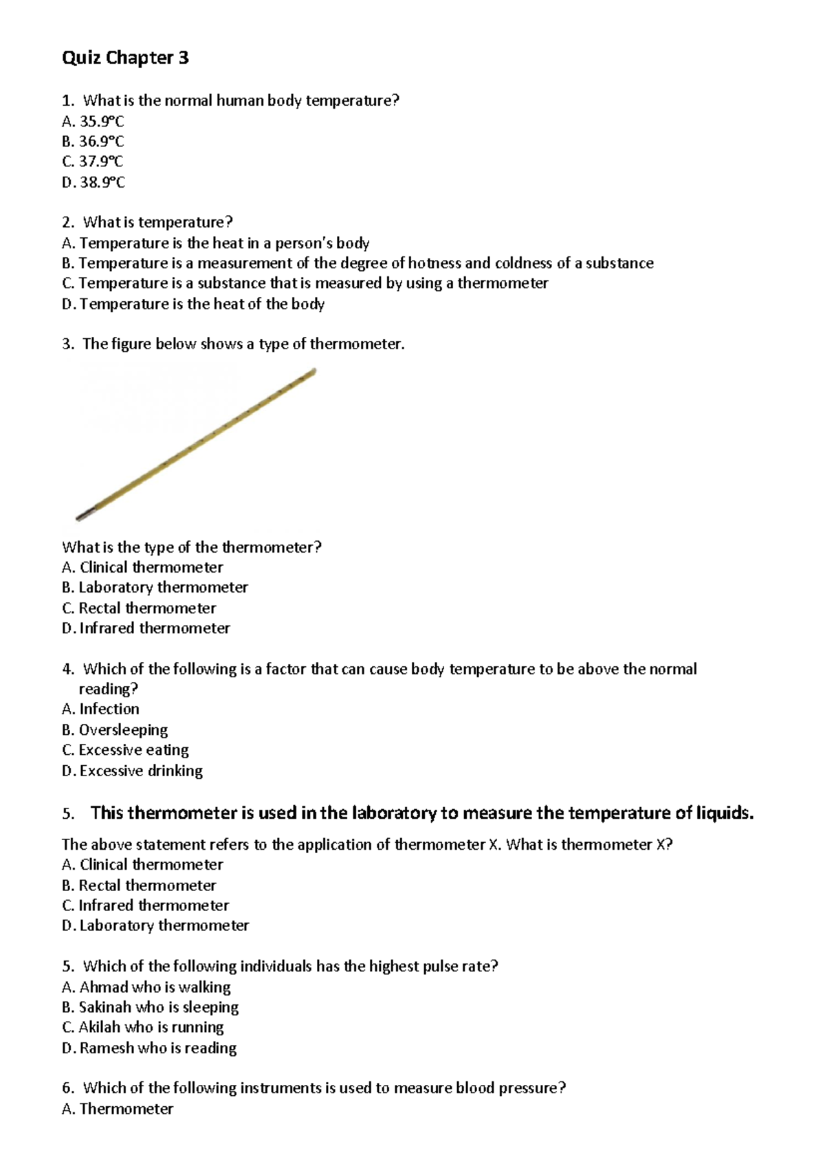 Topical Test Chapter 3 Form 4 Quiz Chapter 3 What is the normal human