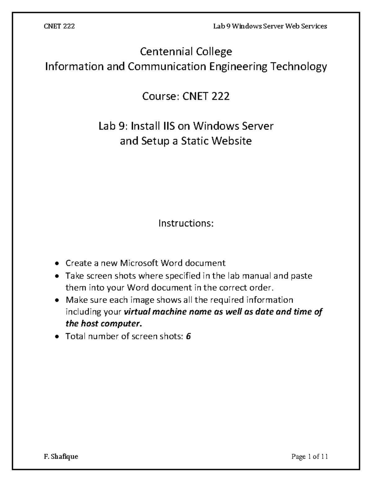 Lab09 Windows Web Services Centennial College Information And