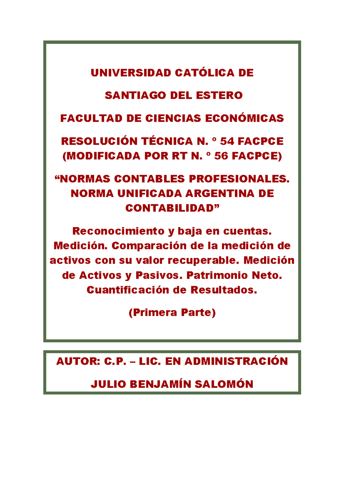 R.T. 54 Facpce Actualizada Con RT 56 Facpce-Norma Unificada Argentina ...