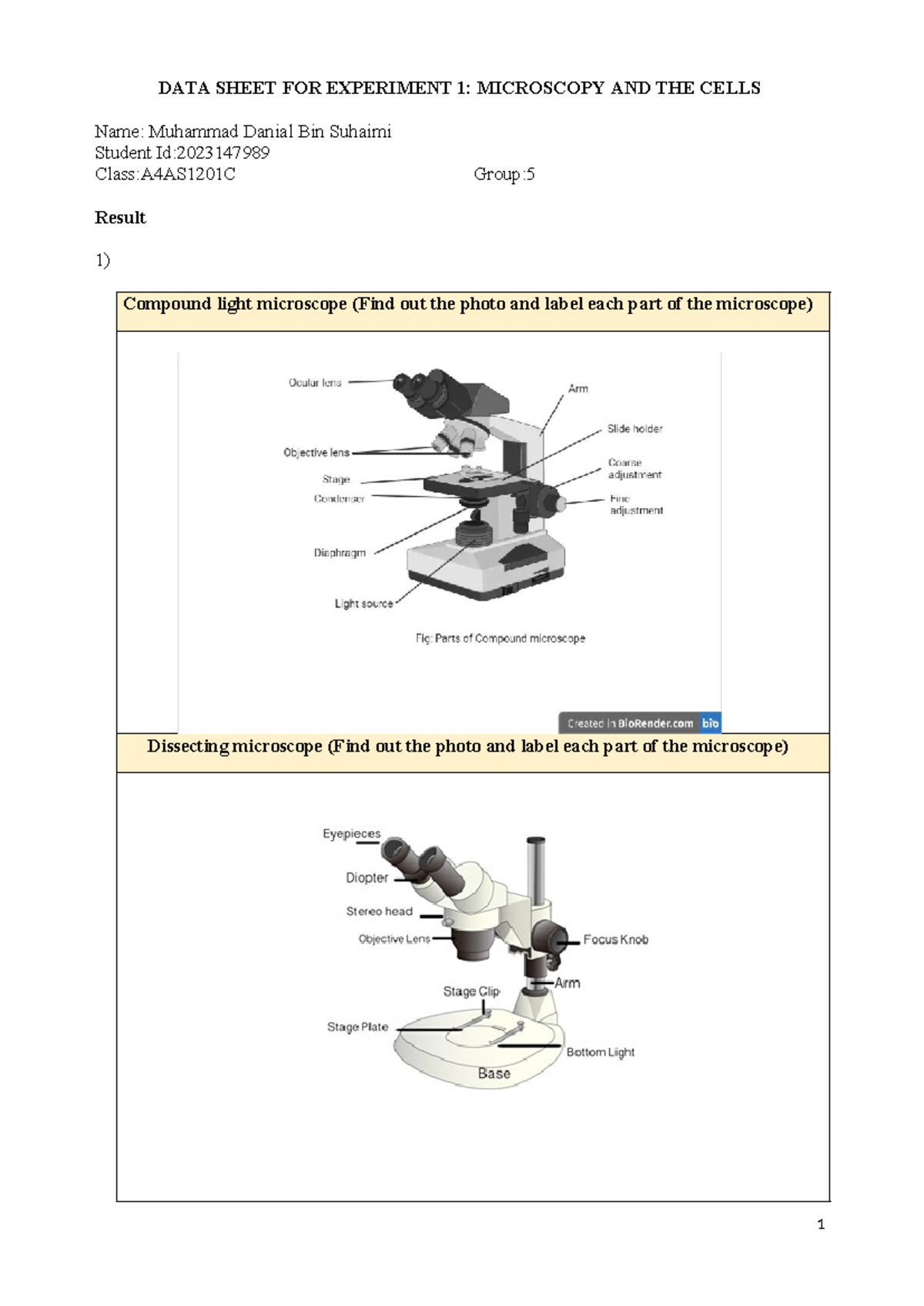2 - cer tengok, manatau membantu - DATA SHEET FOR EXPERIMENT 1 ...