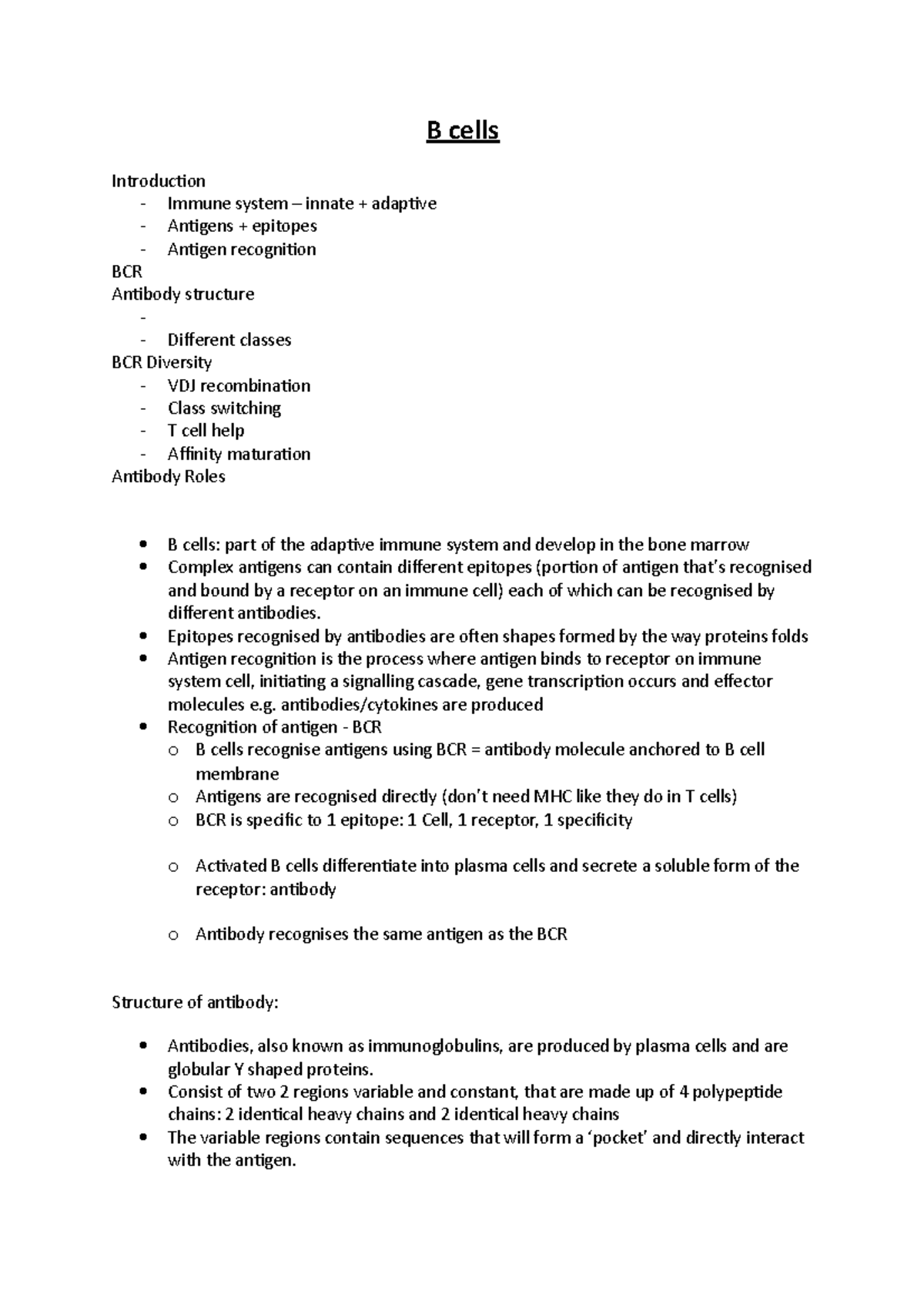 B Cells - Lecture Notes B Cell - B Cells Introducion - Immune System ...