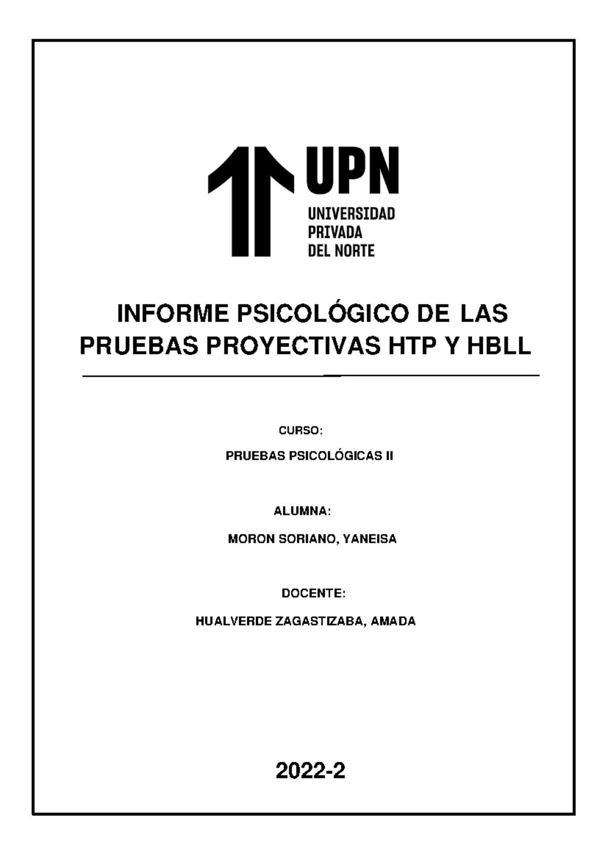 Informe+HBLL+Y+HTP - dghhf - INFORME PSICOLÓGICO DE LAS PRUEBAS ...