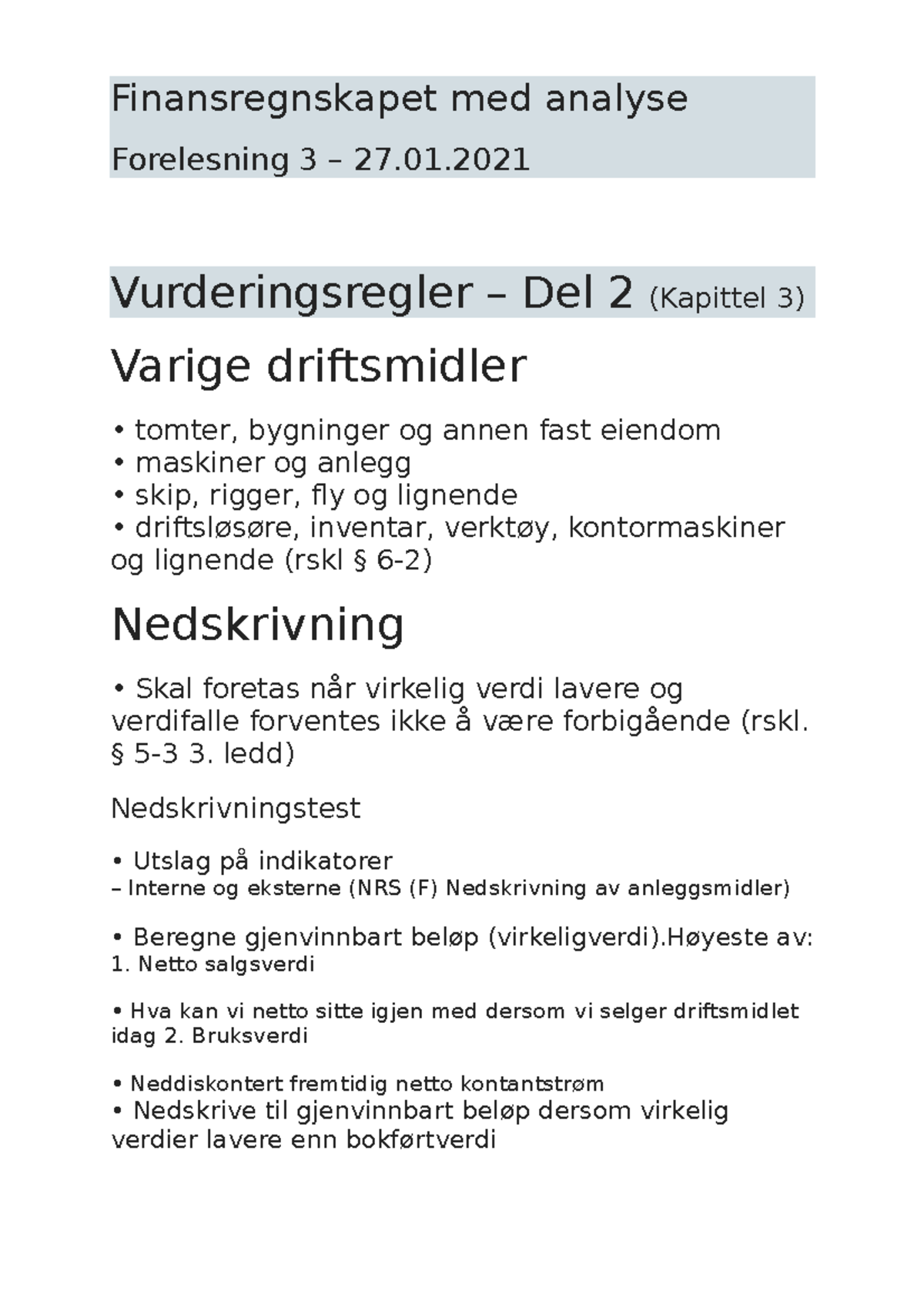 3 3 Finansregnskapet Analyse Forelesning 3 – 27.01.2021 ...