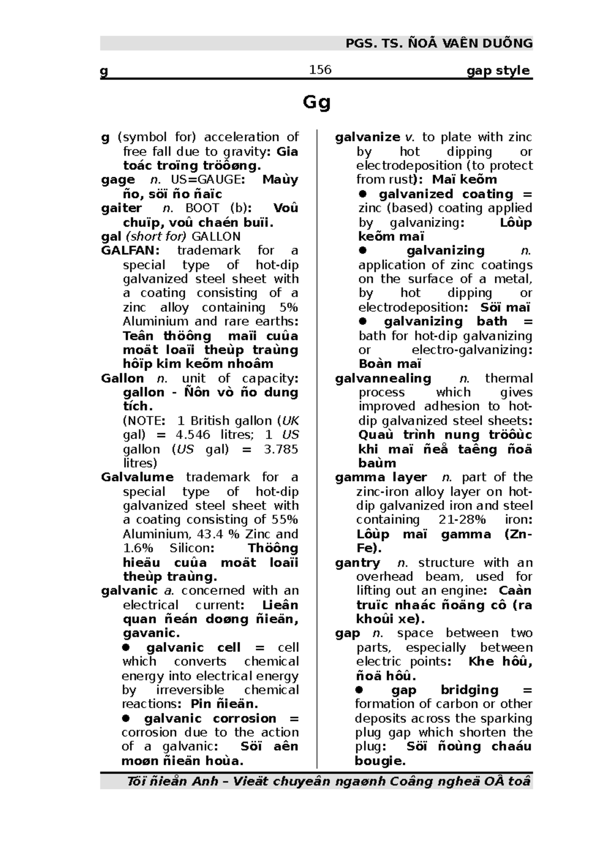 Dictionary(G) - Lecture notes Tiếng Anh Chuyên Ngành Ô tô - 156 Gg g ...
